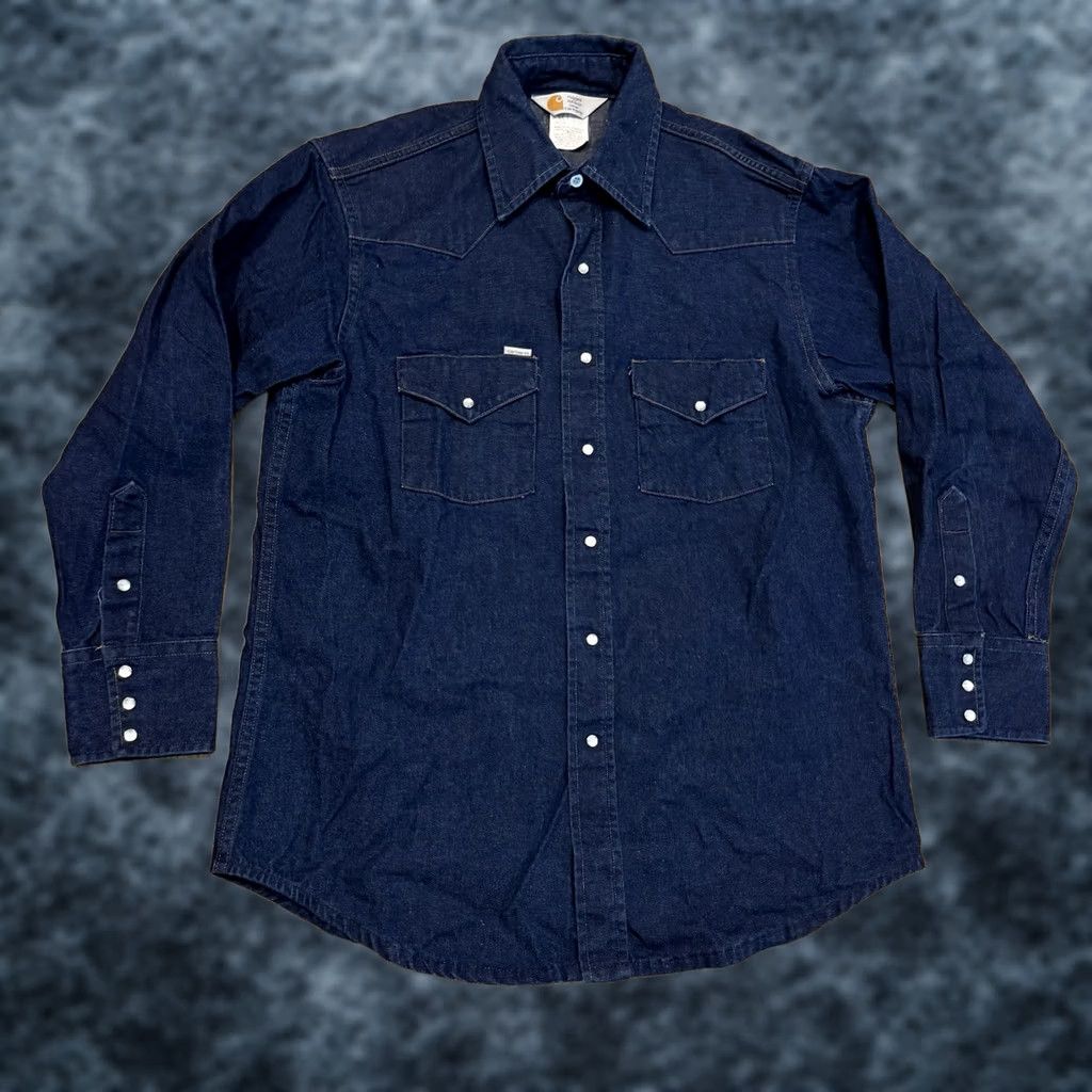 Carhartt VINTAGE Carhartt Heavy Denim Pearl Snap Shirt Size US L / EU 52-54 / 3 - 1 Thumbnail