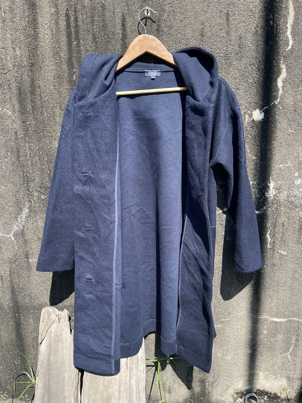 Japanese Brand Vintage Part2 by Junko Shimada Wool Hooded Coat – Navy (M) Size US M / EU 48-50 / 2 - 18 Thumbnail