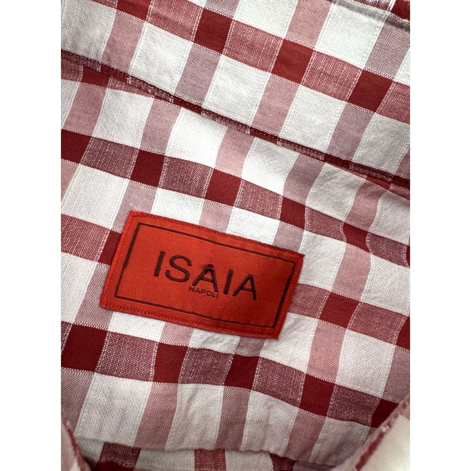 Isaia ISAIA Linen Blend Mens 42 Large Plaid Check Shirt Long Sleeve Red/White Button-Up Top Mens L Vintage No NN Size US L / EU 52-54 / 3 - 4 Thumbnail