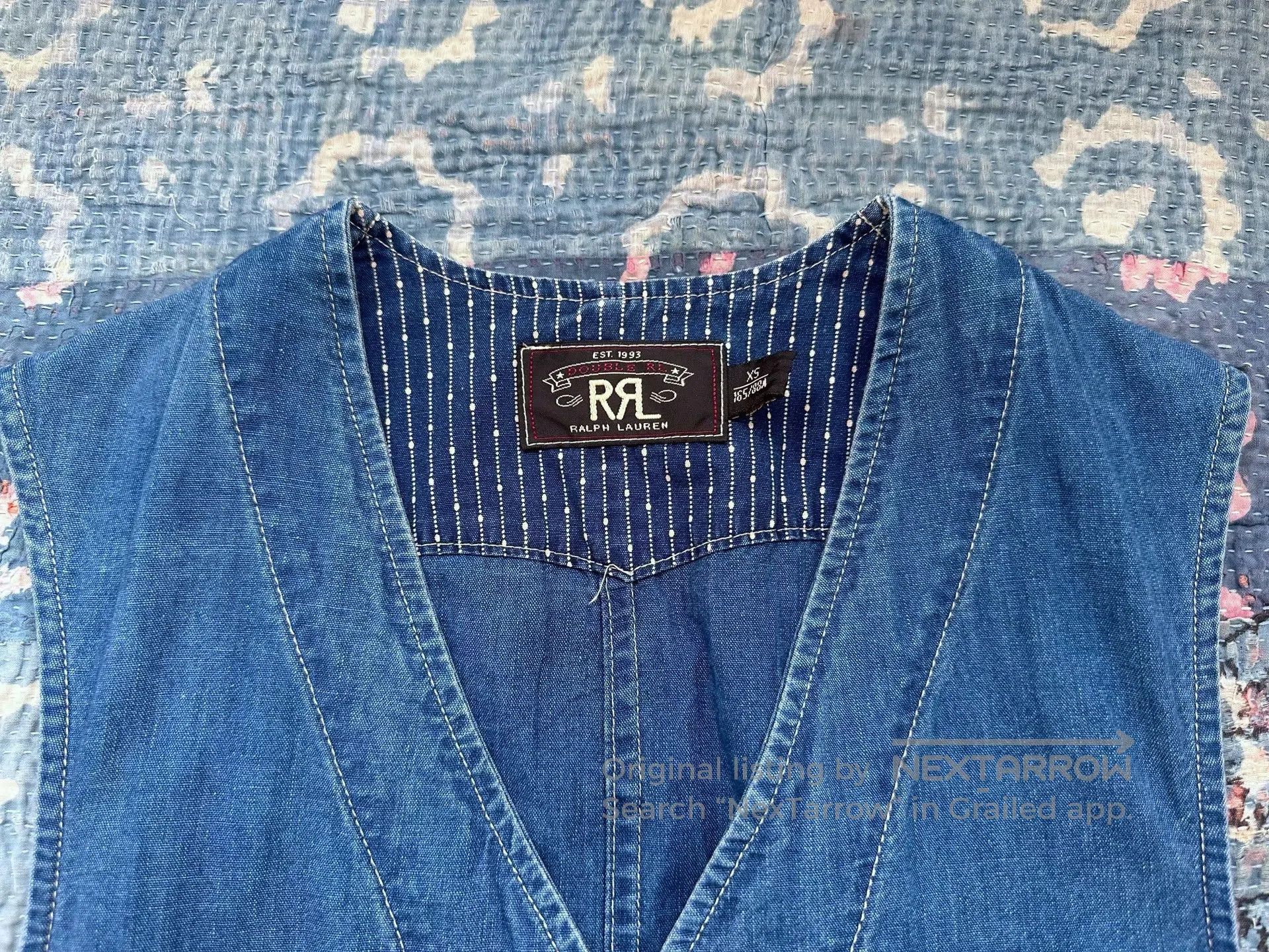RRL Ralph Lauren RRL Indigo Dyed Workwear Vest. Size US XS / EU 42 / 0 - 6 Thumbnail