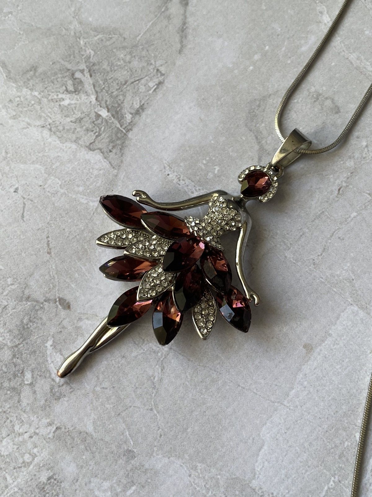 Jewelry × Vintage Ballerina Pendant Necklace Crystals Vintage Size ONE SIZE - 3 Thumbnail