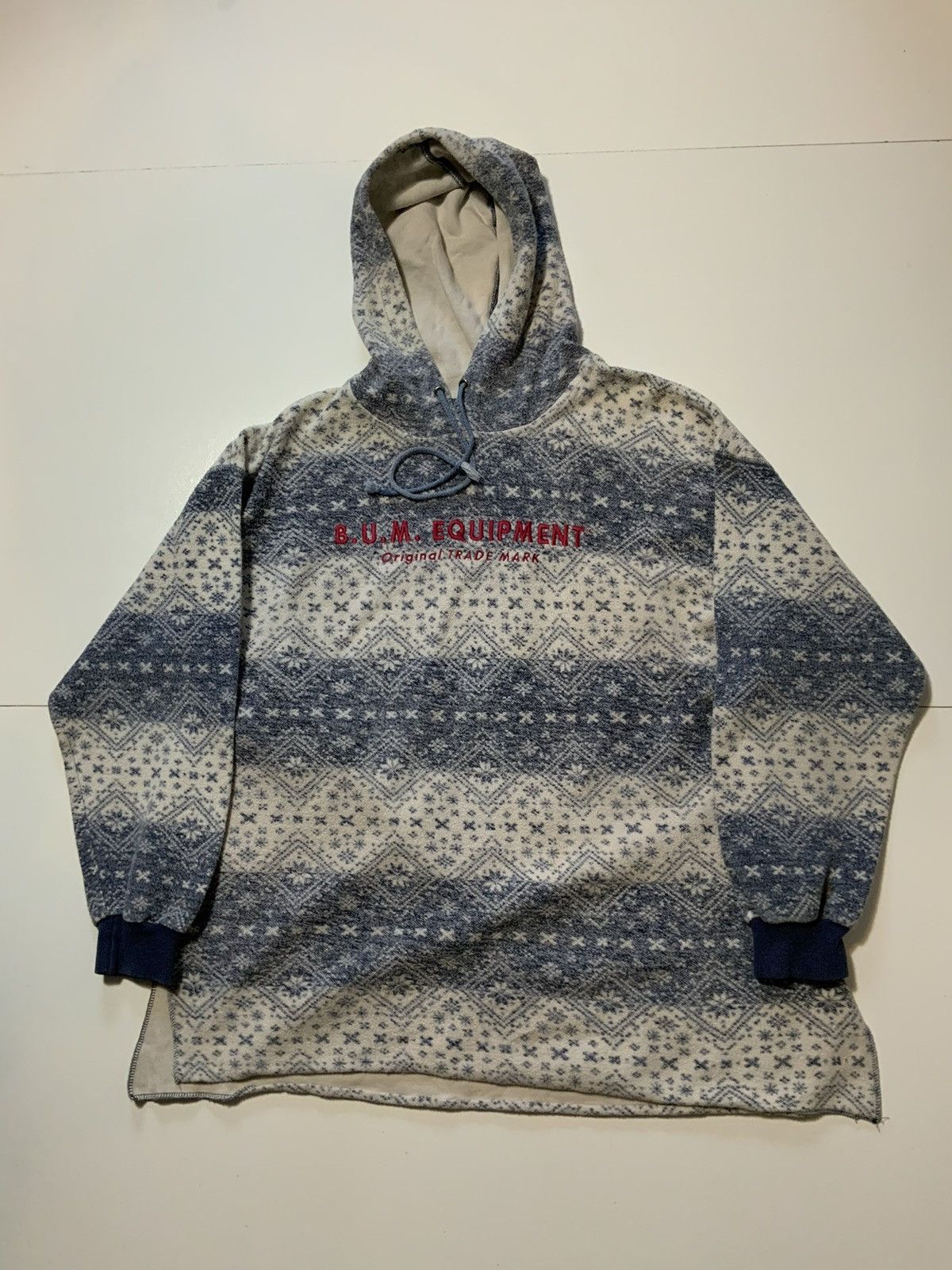 B.U.M Equipment × Vintage Vintage 90s B.U.M. Equipment Snowflake Fair Isle Hoodie Size US M / EU 48-50 / 2 - 1 Thumbnail