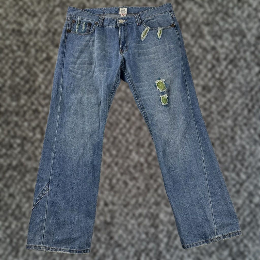 True Religion True Religion Jeans Bobby Big T Distressed 40x33 Baggy Hip Hop Blue Jeans Mens 5-Pocket Denim Distressed Logo World Tour Size US 40 / EU 56 - 1 Thumbnail