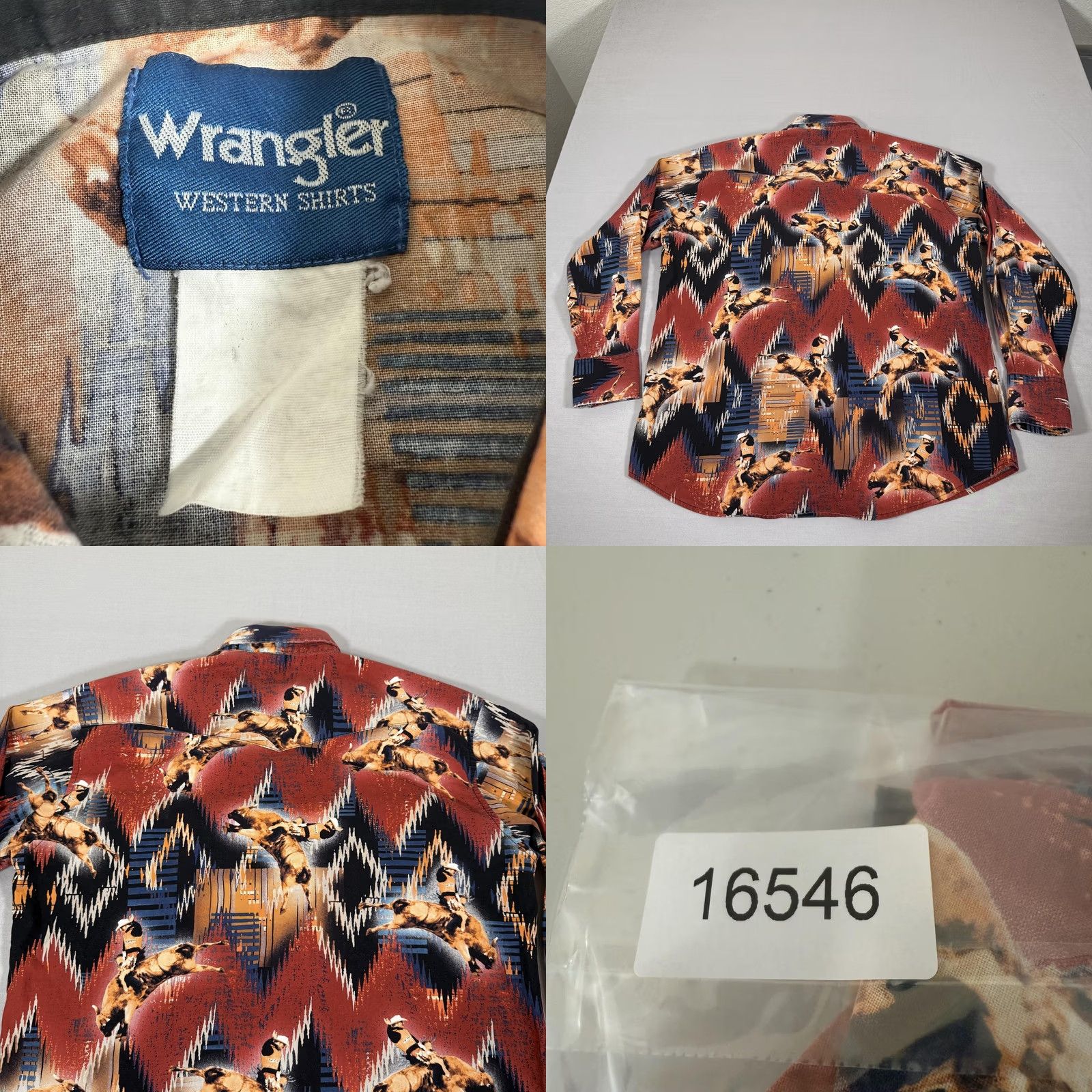 Wrangler VINTAGE Wrangler Shirt Mens XL Red PBR Pearl Snap Western Aztec Bull Riding Cowboy Work Size US XL / EU 56 / 4 - 8 Thumbnail