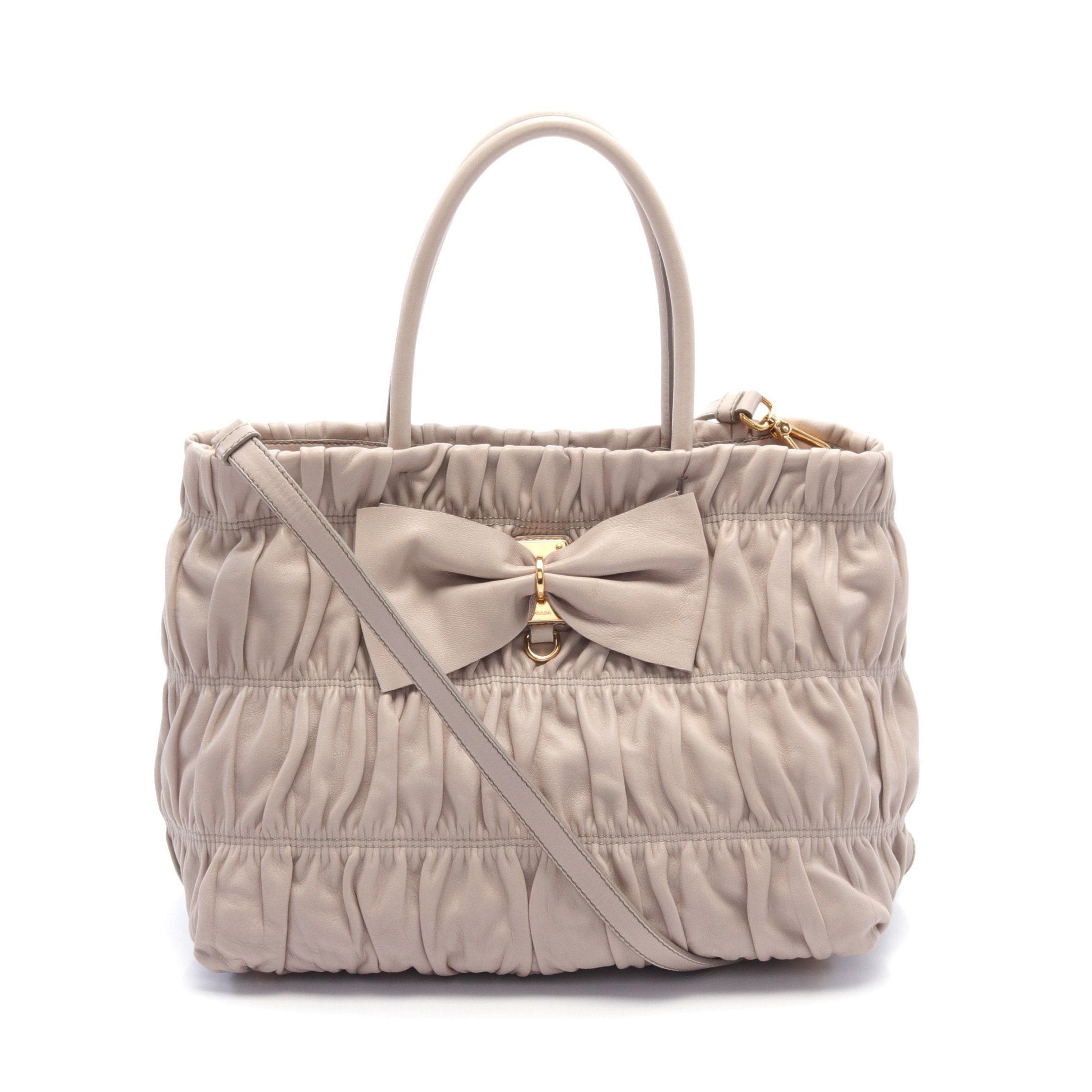 Prada Prada Nappa Gaufre Handbag Leather Gray Size ONE SIZE - 1 Thumbnail