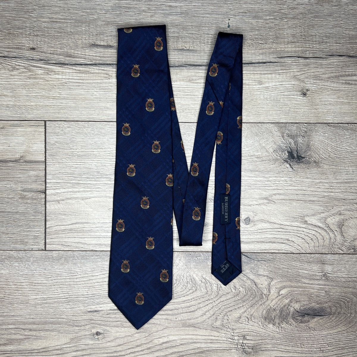 Burberry Vintage Burberry Silk Neck Ties Navy Nova Check Monogram Size ONE SIZE - 1 Thumbnail
