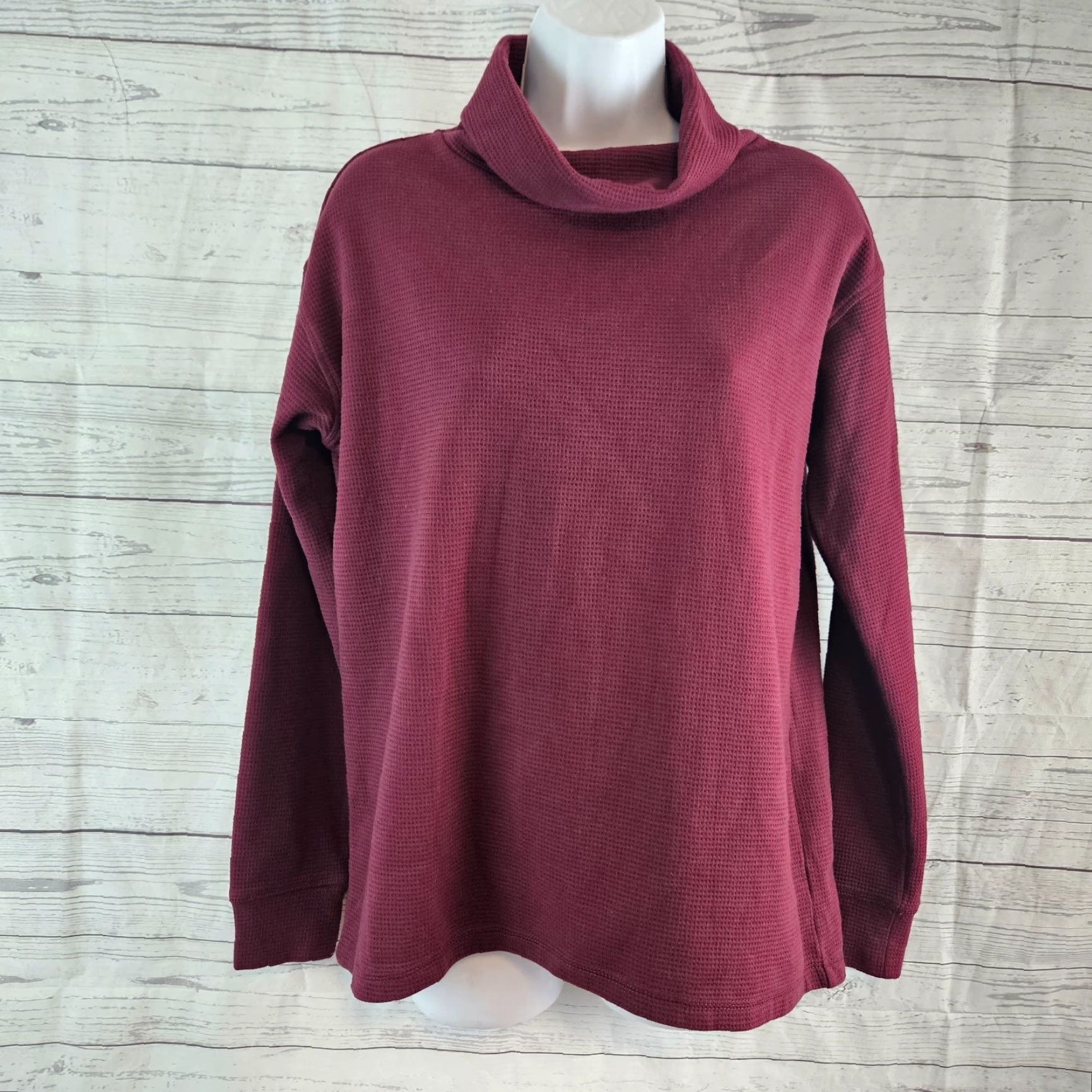Lands' End Lands' End Womens Cowl Neck Top Sz S Burgundy Long Sleeve Shirt Womens Top - Lands' End Cardigan? Size S / US 4 / IT 40 - 2 Thumbnail