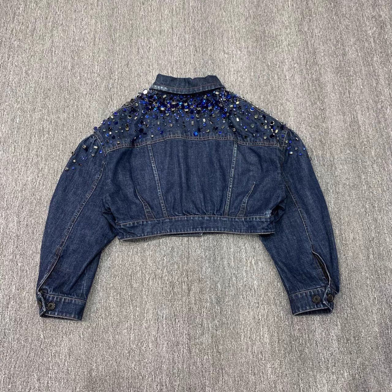 Miu Miu Miu Miu blue crystal denim short jacket women's Size M / US 6-8 / IT 42-44 - 2 Thumbnail
