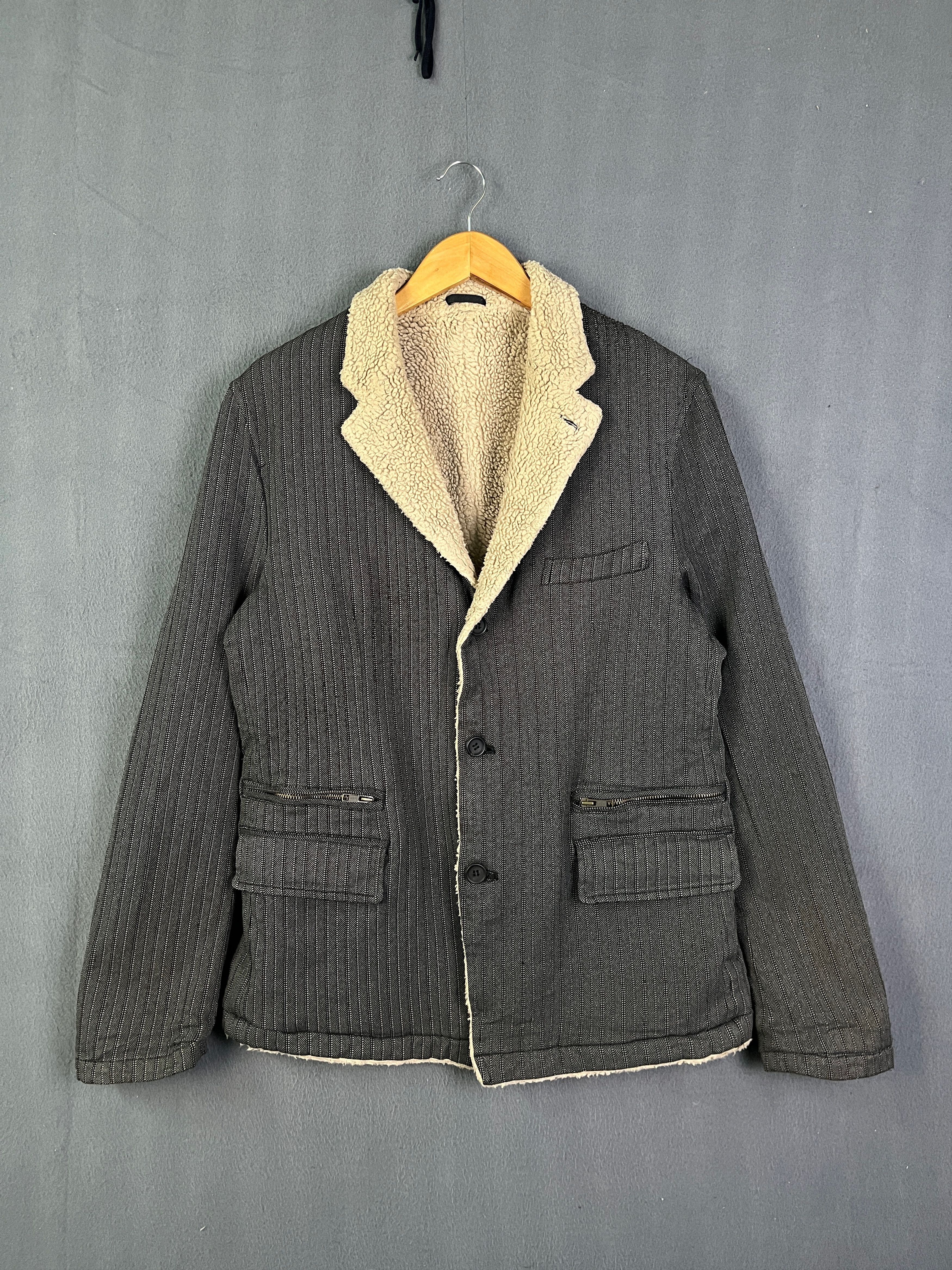 Comme des Garcons Homme CDG Homme AW2005 Sherpa Deep Pile Pinstripes Jacket Size US L / EU 52-54 / 3 - 2 Thumbnail