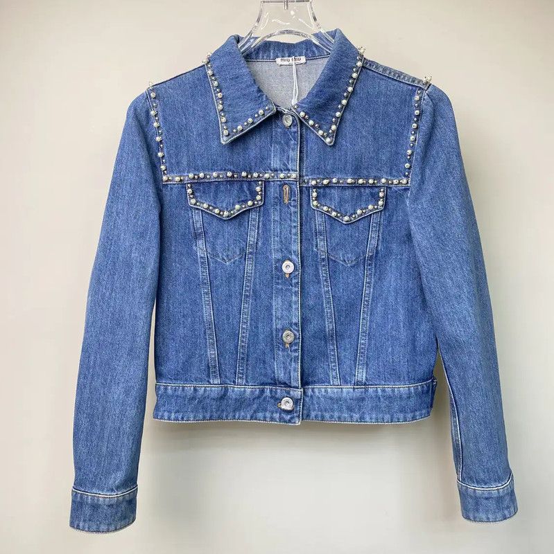 Miu Miu Miu Miu Light Blue Denim Jacket for Women 0089 Size M / US 6-8 / IT 42-44 - 1 Thumbnail