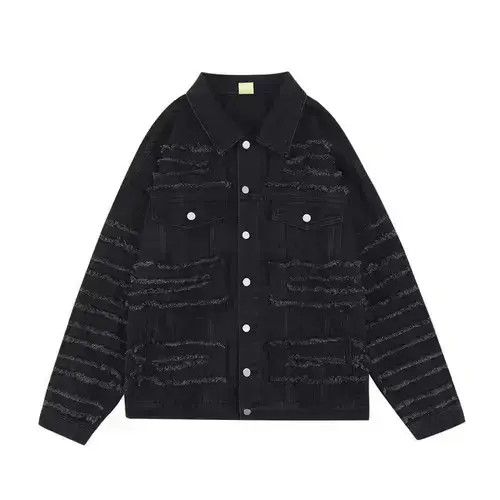 Other Black Stacked Distressed Ripped Denim Jacket Size US M / EU 48-50 / 2 - 3 Thumbnail