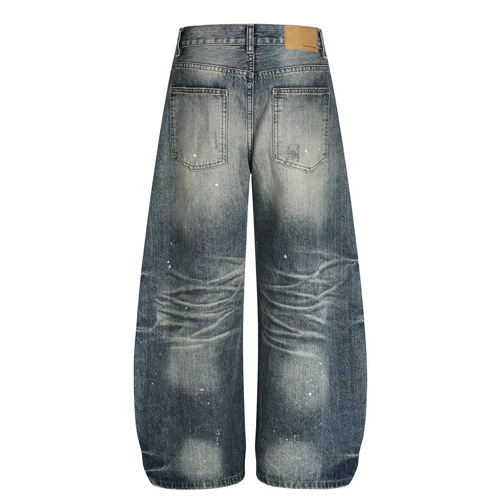 Vintage Men's ink-splashed vintage washed distressed scimitar jeans Size US 32 / EU 48 - 2 Thumbnail