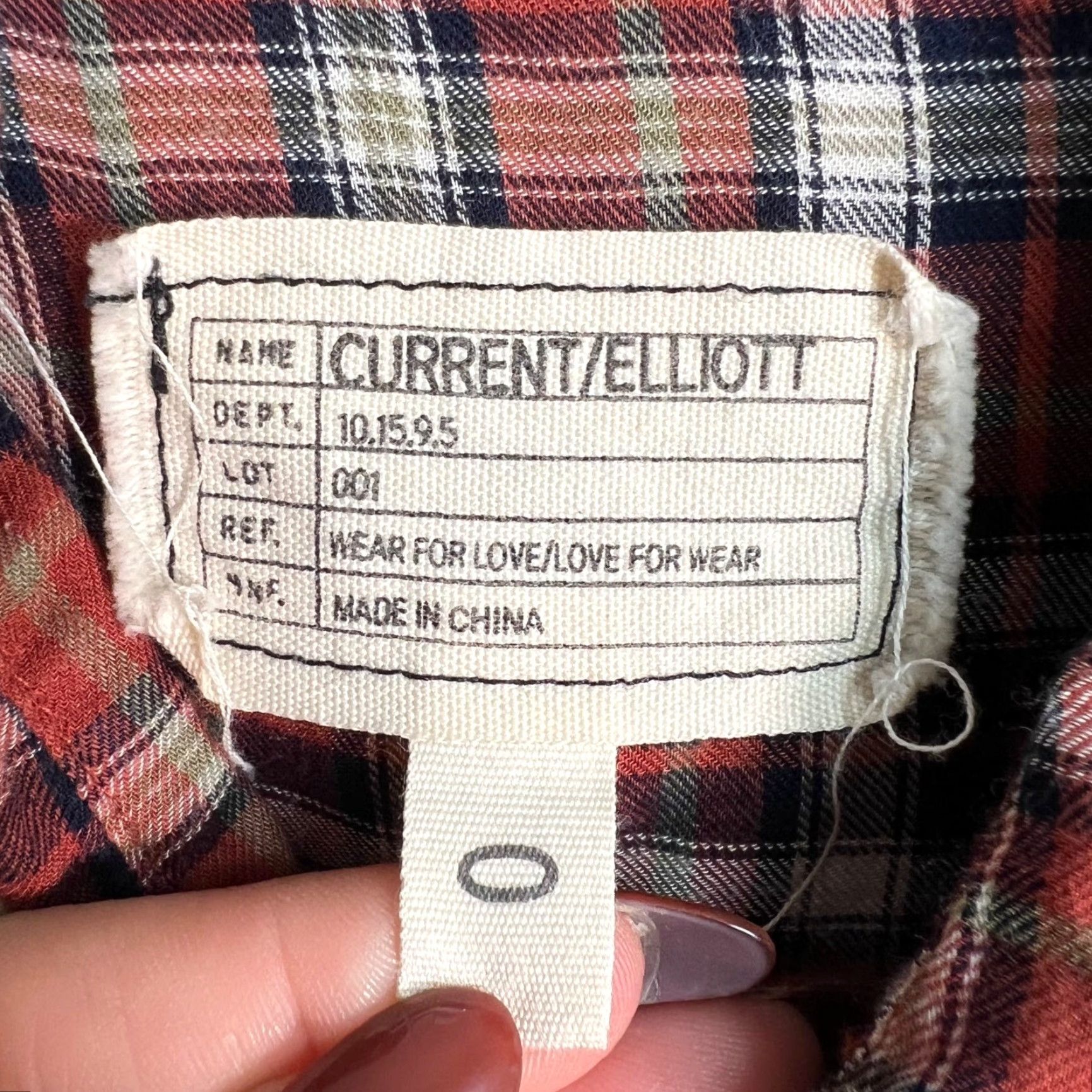Vintage Current/Elliott Shirt Womens 0 Red Plaid Button-Up Long Sleeve Cotton Blend Size XS / US 0-2 / IT 36-38 - 3 Thumbnail