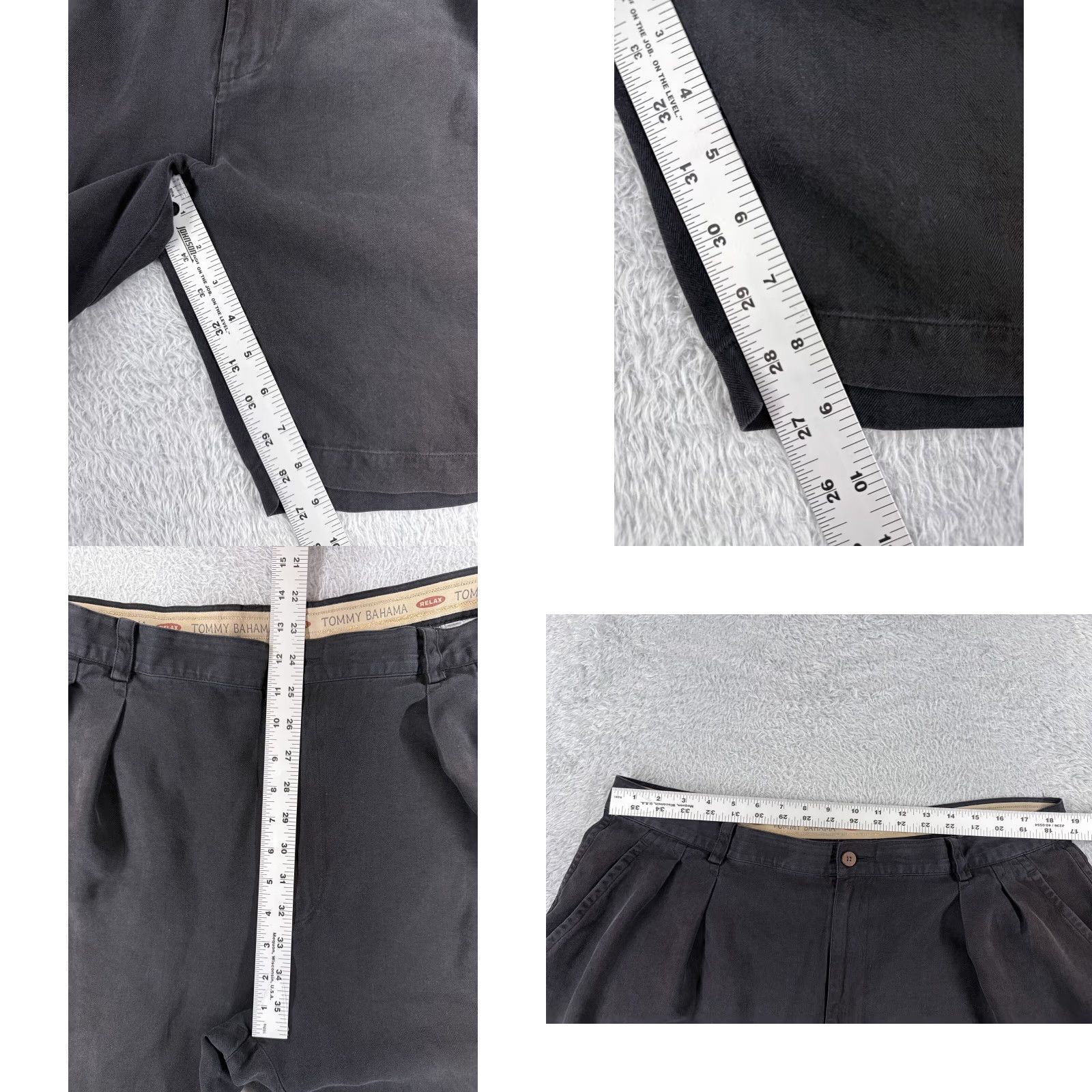 Tommy Bahama Tommy Bahama Bermuda Shorts Men 40 Black Pleated Silk Herringbone Quick Dry Cargo Pocket Adult Regular waist 40 Size US 40 / EU 56 - 8 Thumbnail