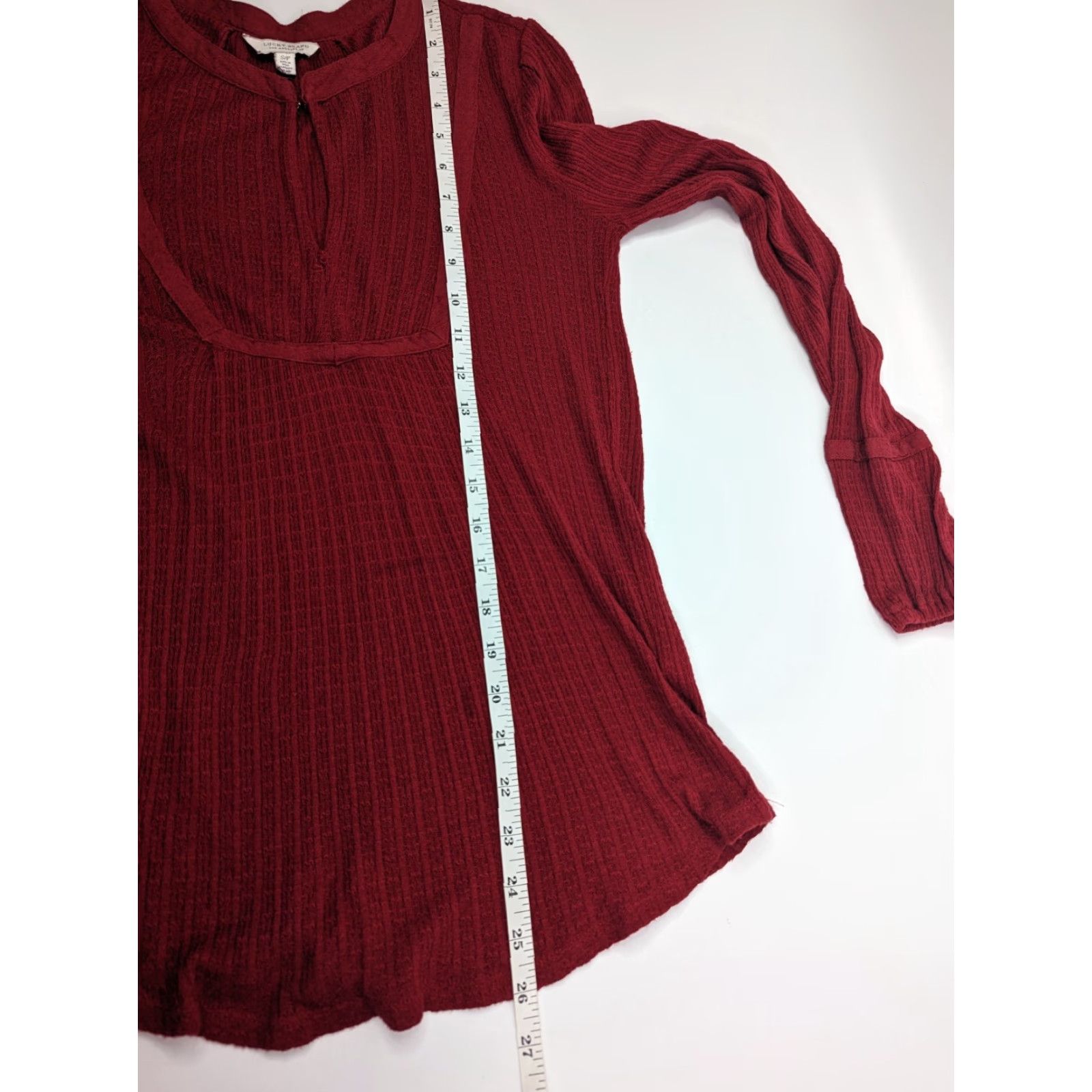 Lucky Brand Lucky Brand Blouse Womens Small Red Drop Needle Peasant V-Neck Long Sleeve Balloon Sleeve Floral Top 7W64388 XS? Size S / US 4 / IT 40 - 5 Thumbnail