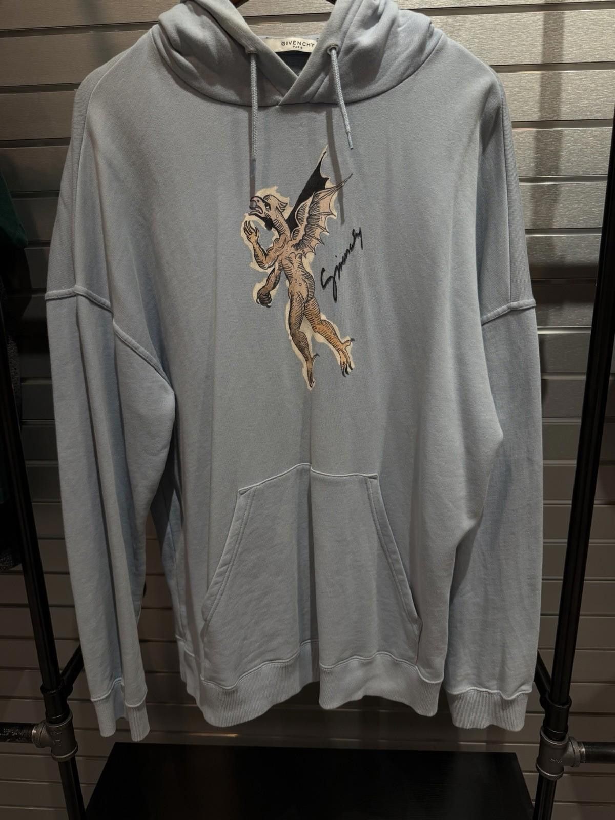 Givenchy Paris Blue Hoodie Men's Size (XXL) Logo Print