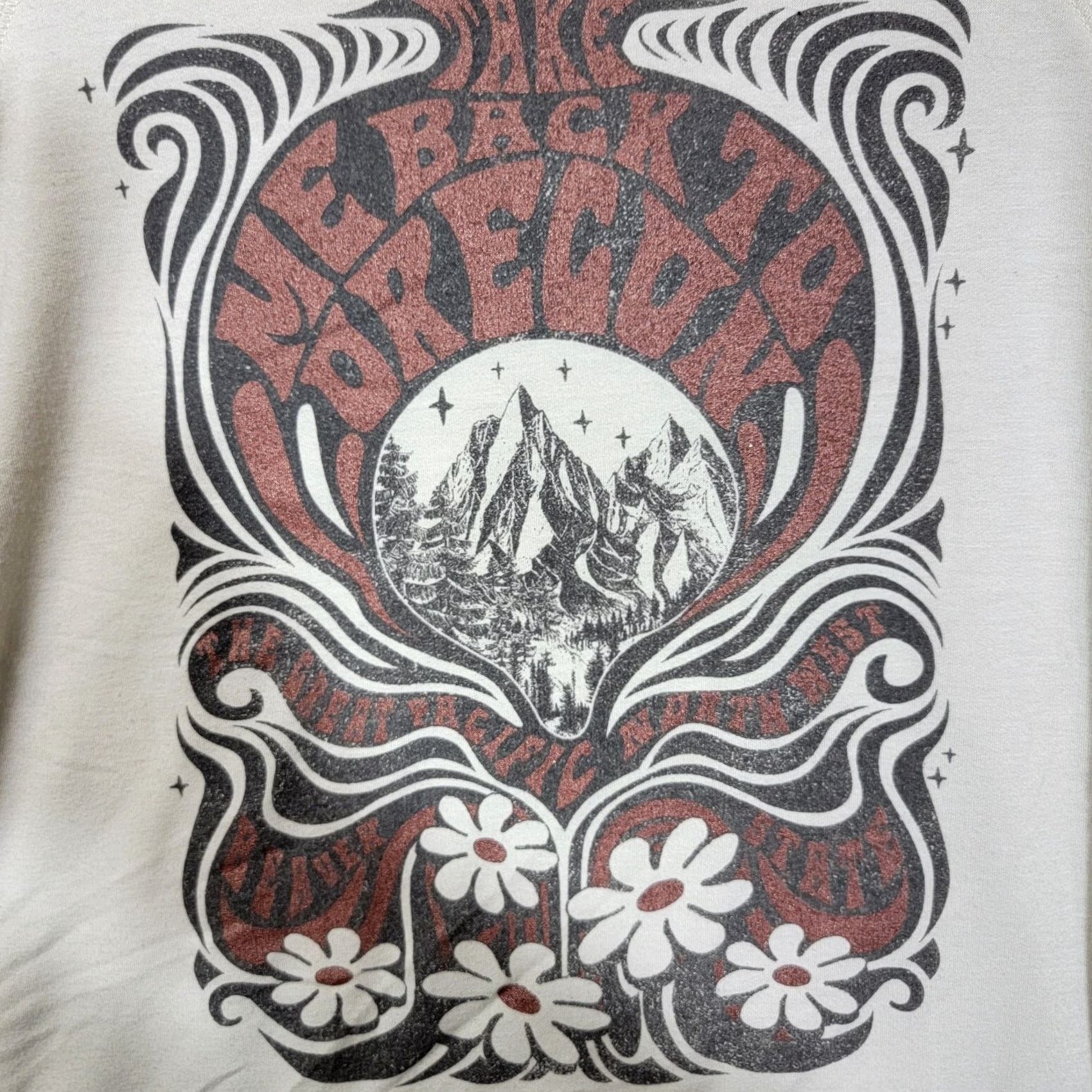 Vintage Altered State Top T Shirt Womens XS Retro Look Made In USA OREGON long sleeve Ivory Crew Neck Size XS / US 0-2 / IT 36-38 - 2 Thumbnail