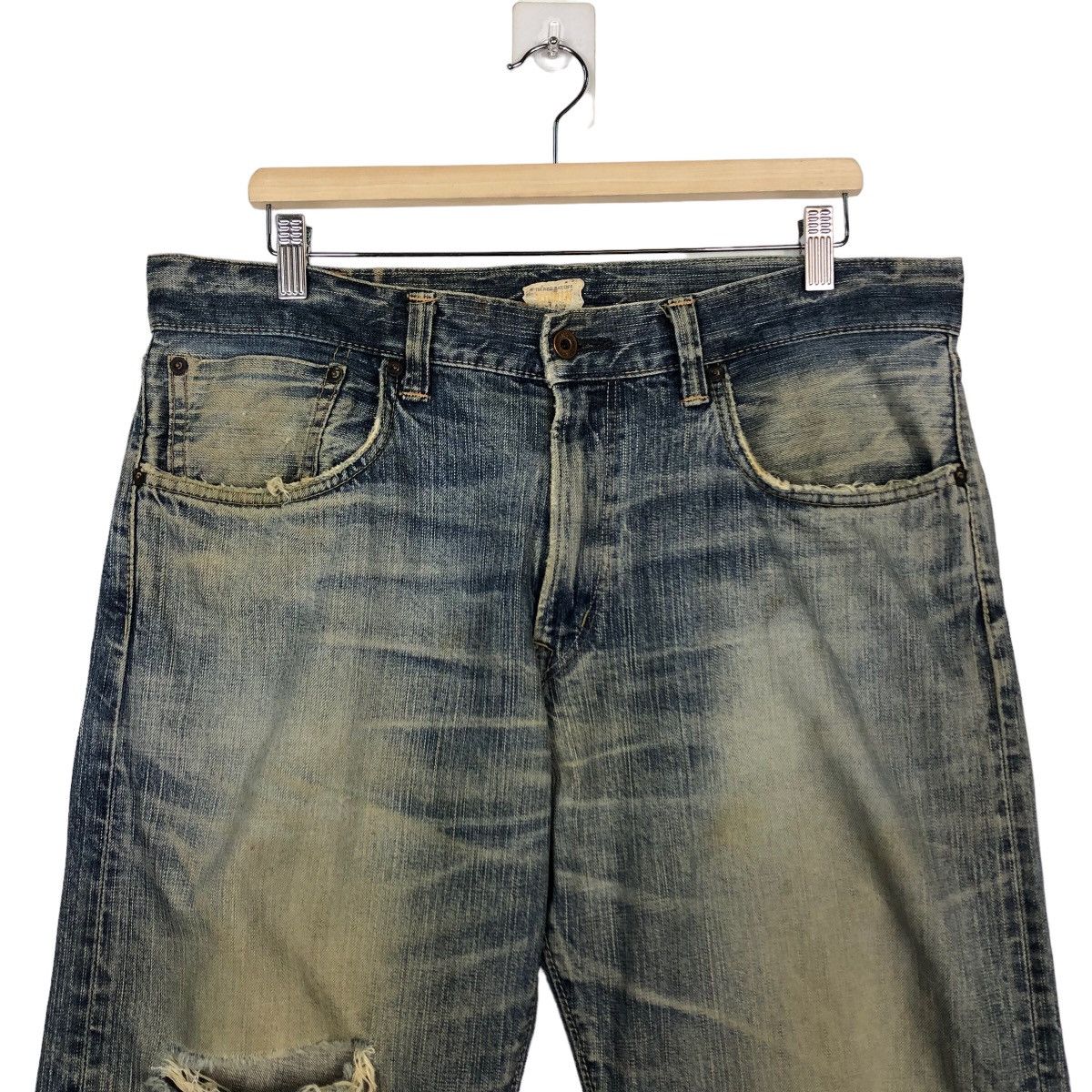 Japanese Brand 🔥90’s Distressed Denim Jeans Edwin Lot 505 Made in Japan Size US 38 / EU 54 - 3 Thumbnail