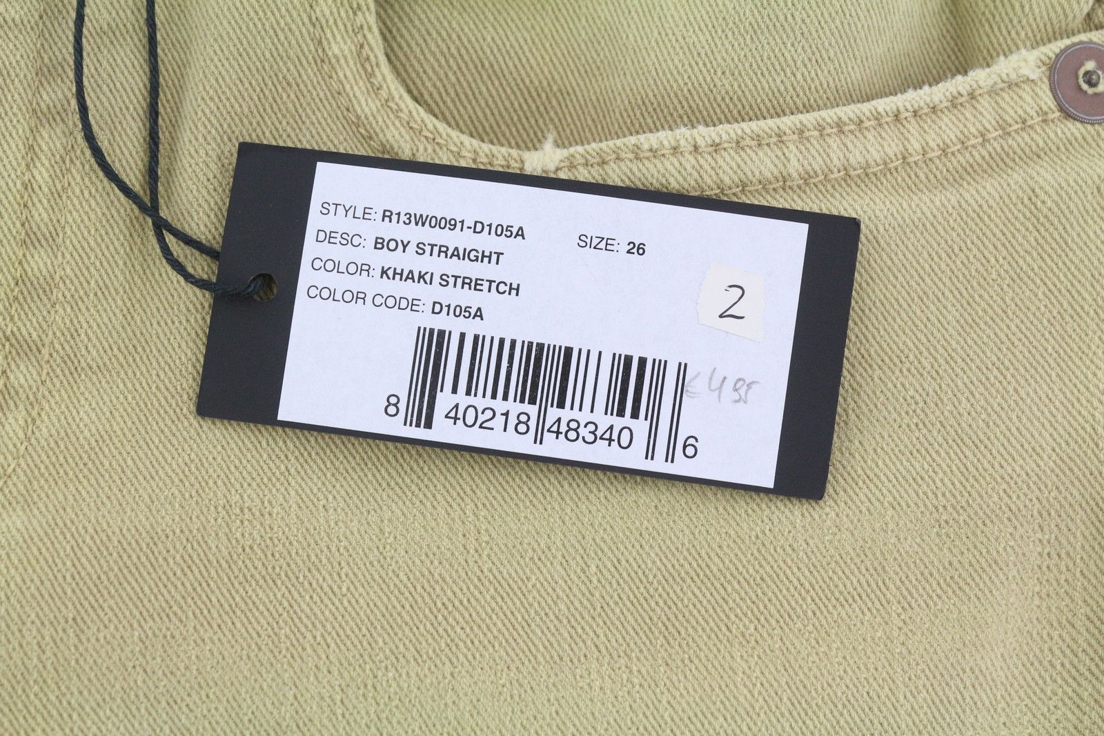 R13 BOY STRAIGHT 26 Khaki Stretch Faded Ankle Casual 86285 Size 26" / US 2 / IT 38 - 11 Thumbnail