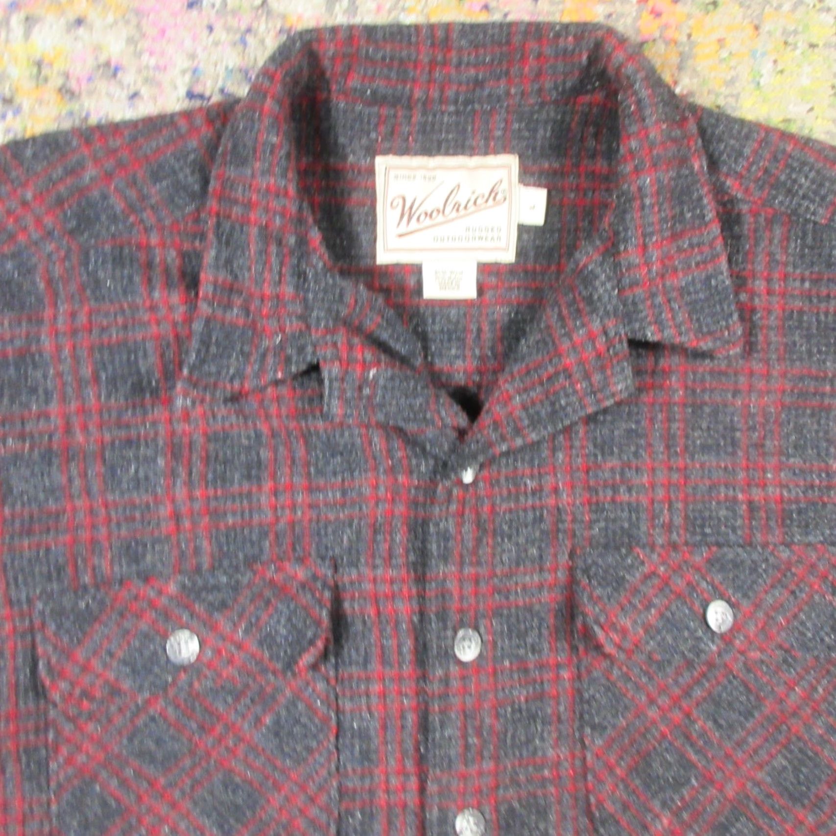 Vintage VINTAGE Woolrich Shirt Mens L Flannel Heavyweight Wool Blend Plaid Red Gray Button-Up Long Sleeve Pockets Casual Workwear Fall Winter Spring Size US L / EU 52-54 / 3 - 4 Thumbnail