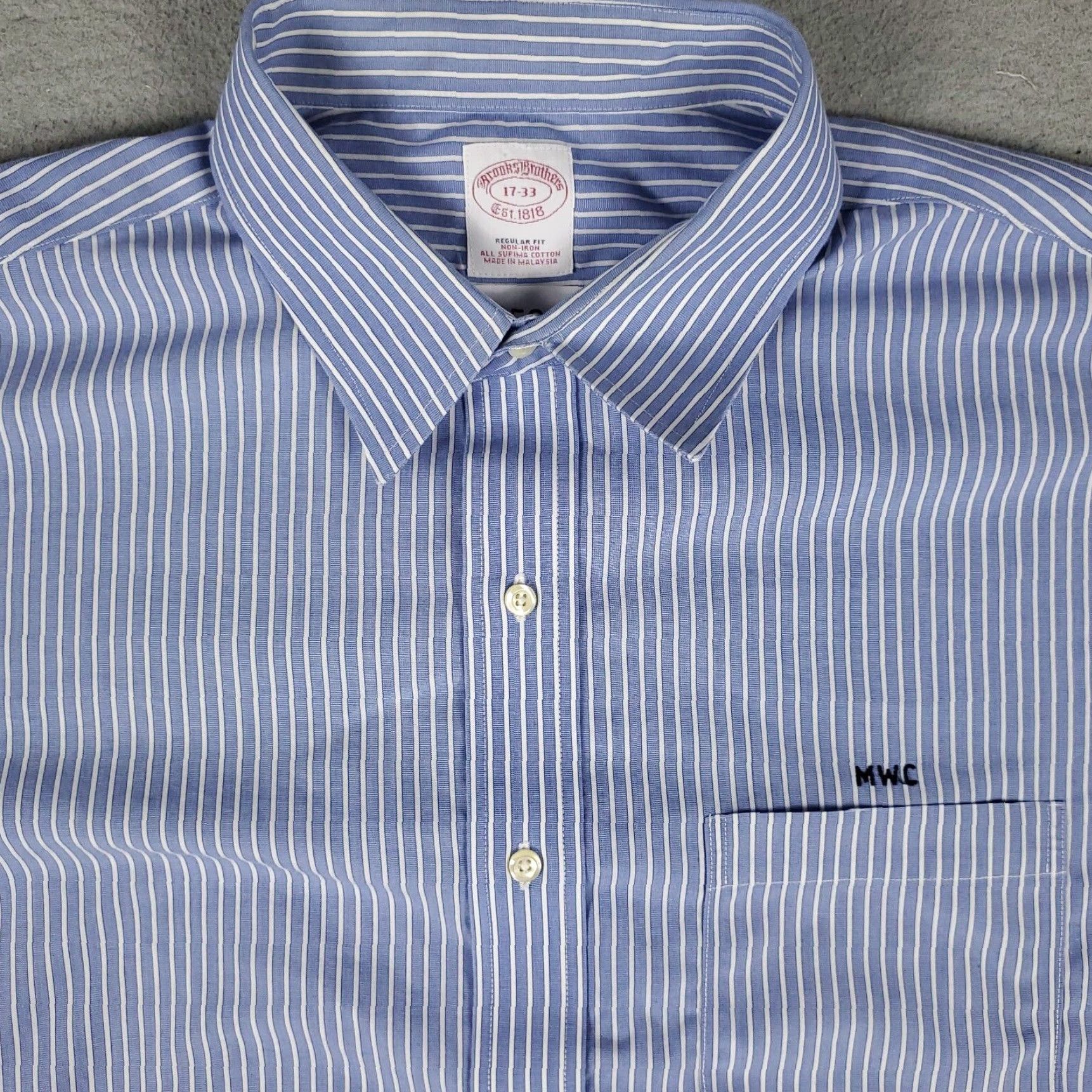 Brooks Brothers Brooks Brothers Dress Shirt Mens Size 17 Blue Striped Long Sleeve Button Up Classic Modern Size 46R - 2 Thumbnail