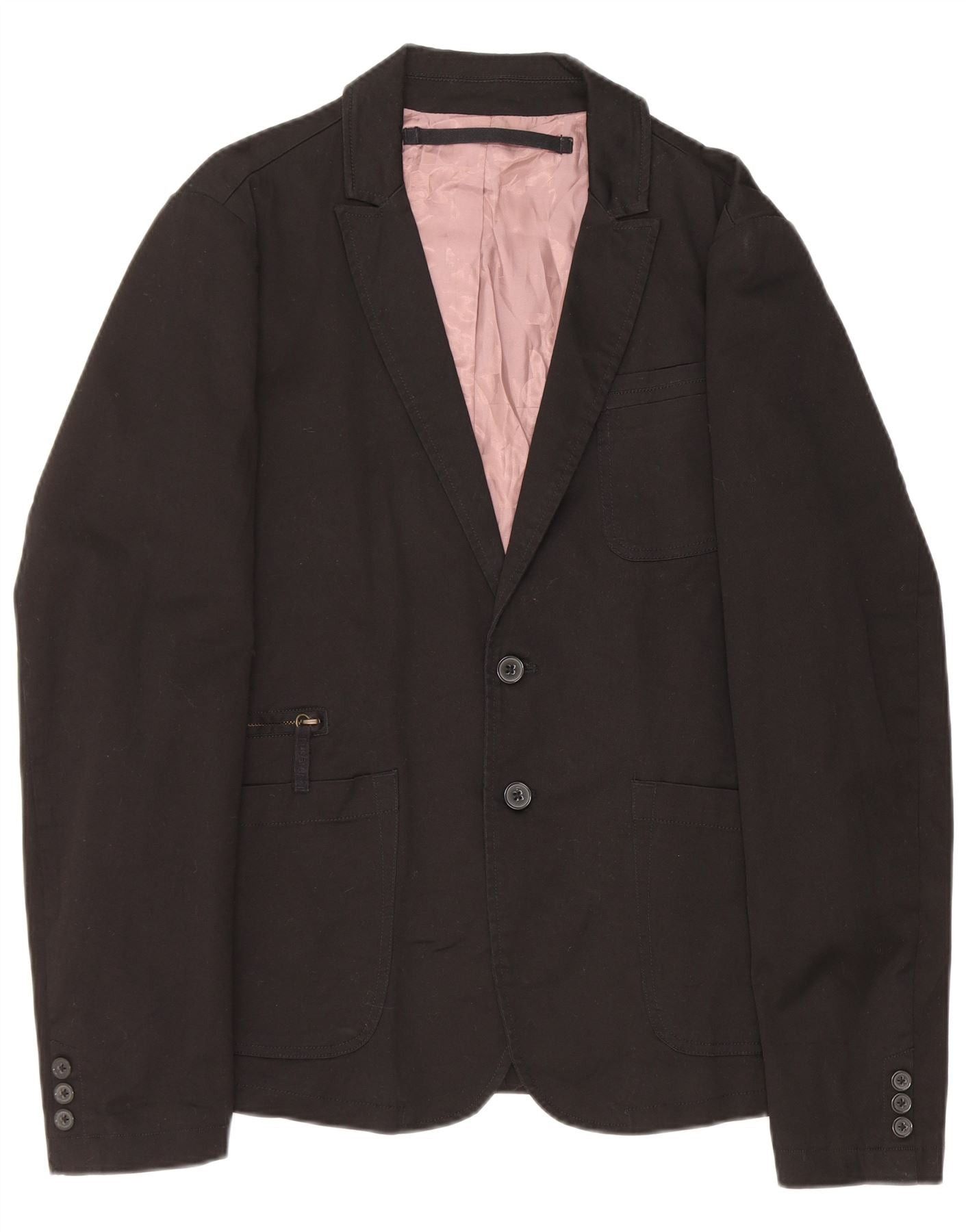 Diesel Mens 2 Button Blazer Jacket UK 40 Large Black Cotton Size US L / EU 52-54 / 3 - 1 Thumbnail