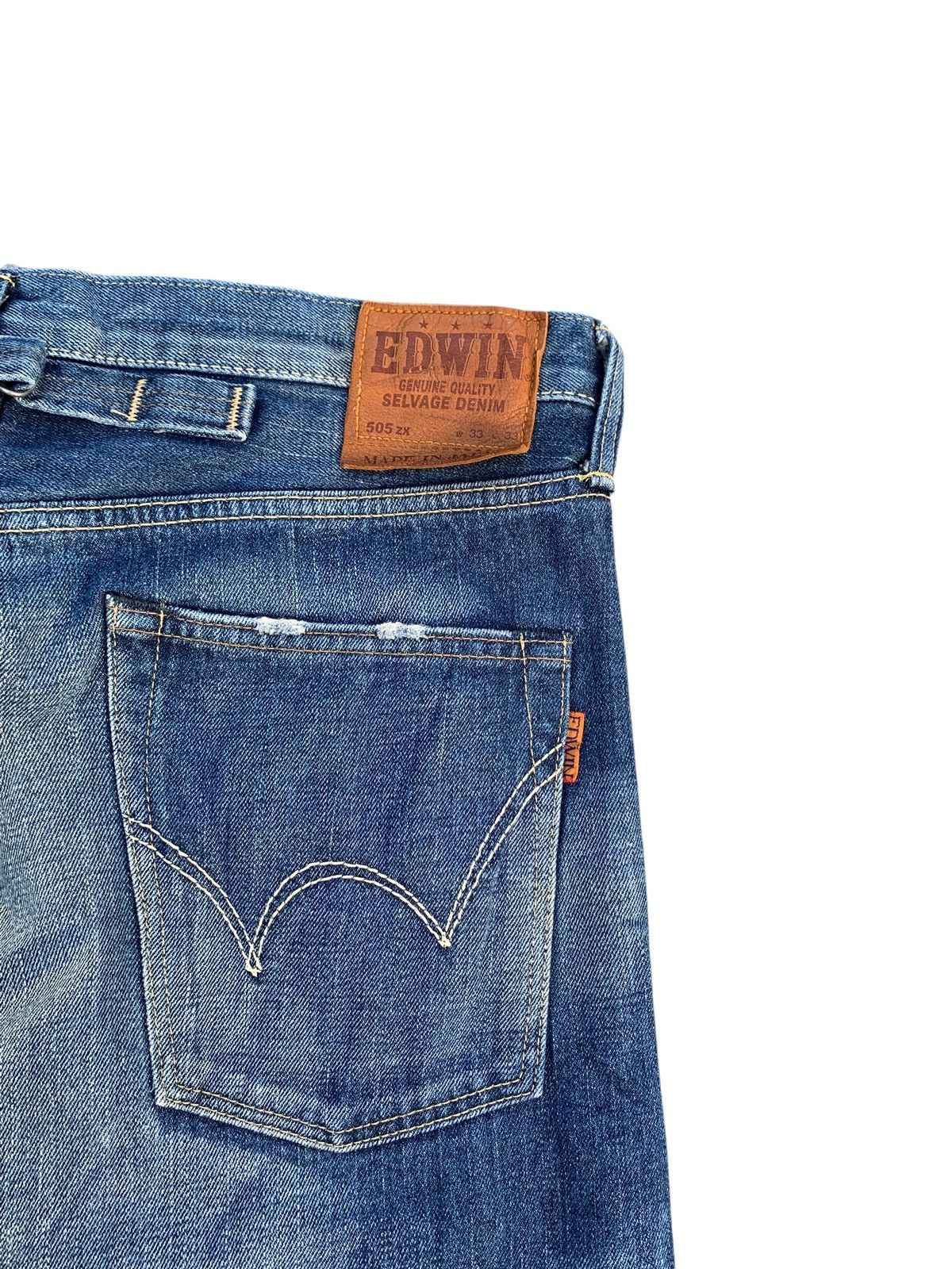 Kapital VINTAGE EDWIN 505zx SELVEDGE BUCKLE BACK DISTRESSED DENIM Size US 35 - 15 Thumbnail