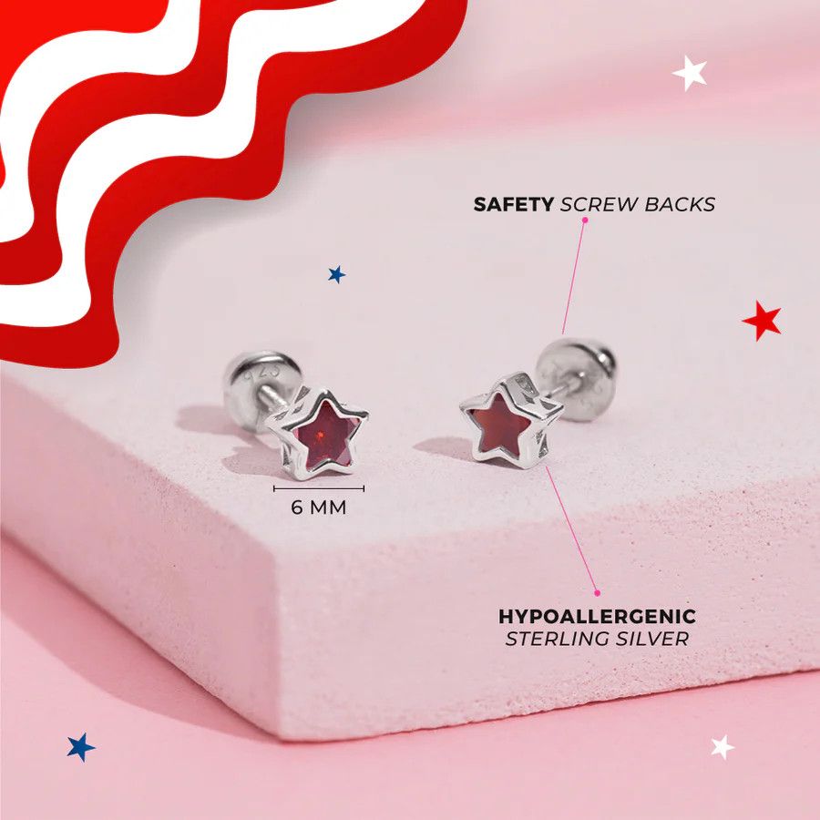 Other CZ Birthstone Star Girl Earrings Size ONE SIZE - 1 Thumbnail