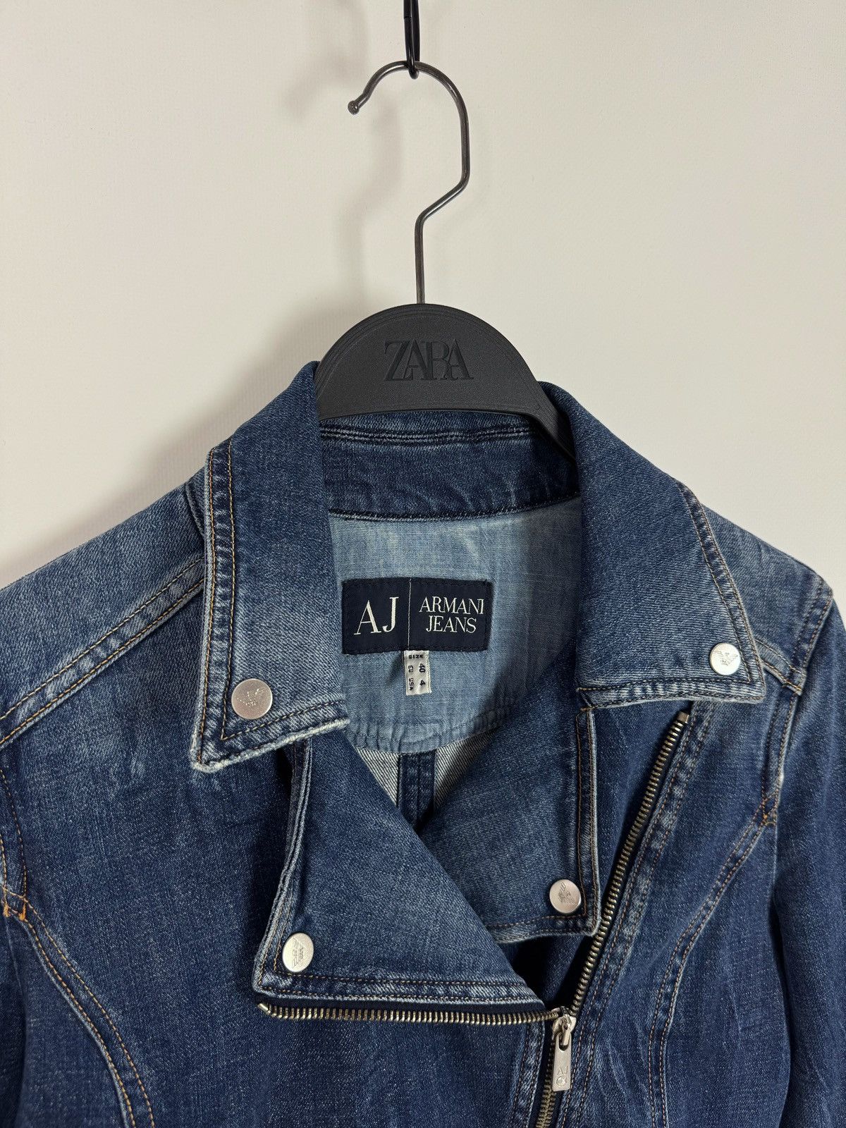 Armani Y2K Armani Jeans Denim Biker Jacket Size S / US 4 / IT 40 - 5 Thumbnail