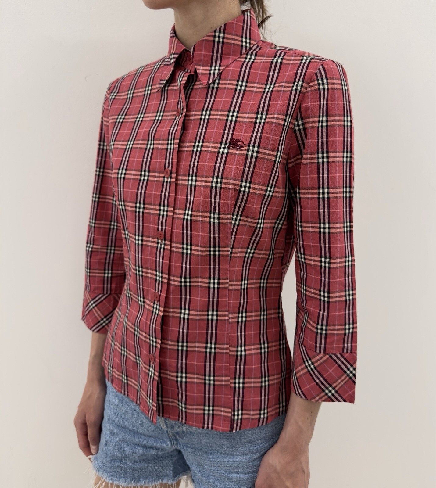 Burberry Burberry London Blue Label Womens Plaid Shirt Red Size 38 Size XS / US 0-2 / IT 36-38 - 9 Thumbnail
