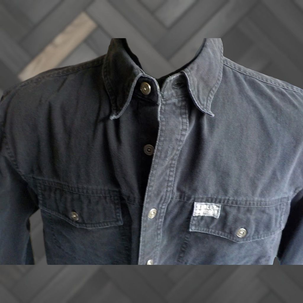 Harley Davidson VINTAGE Harley-Davidson Shirt Denim Long Sleeve Button-Front Off Black 2 Pocket 100% Cotton L Mens Size US L / EU 52-54 / 3 - 1 Thumbnail