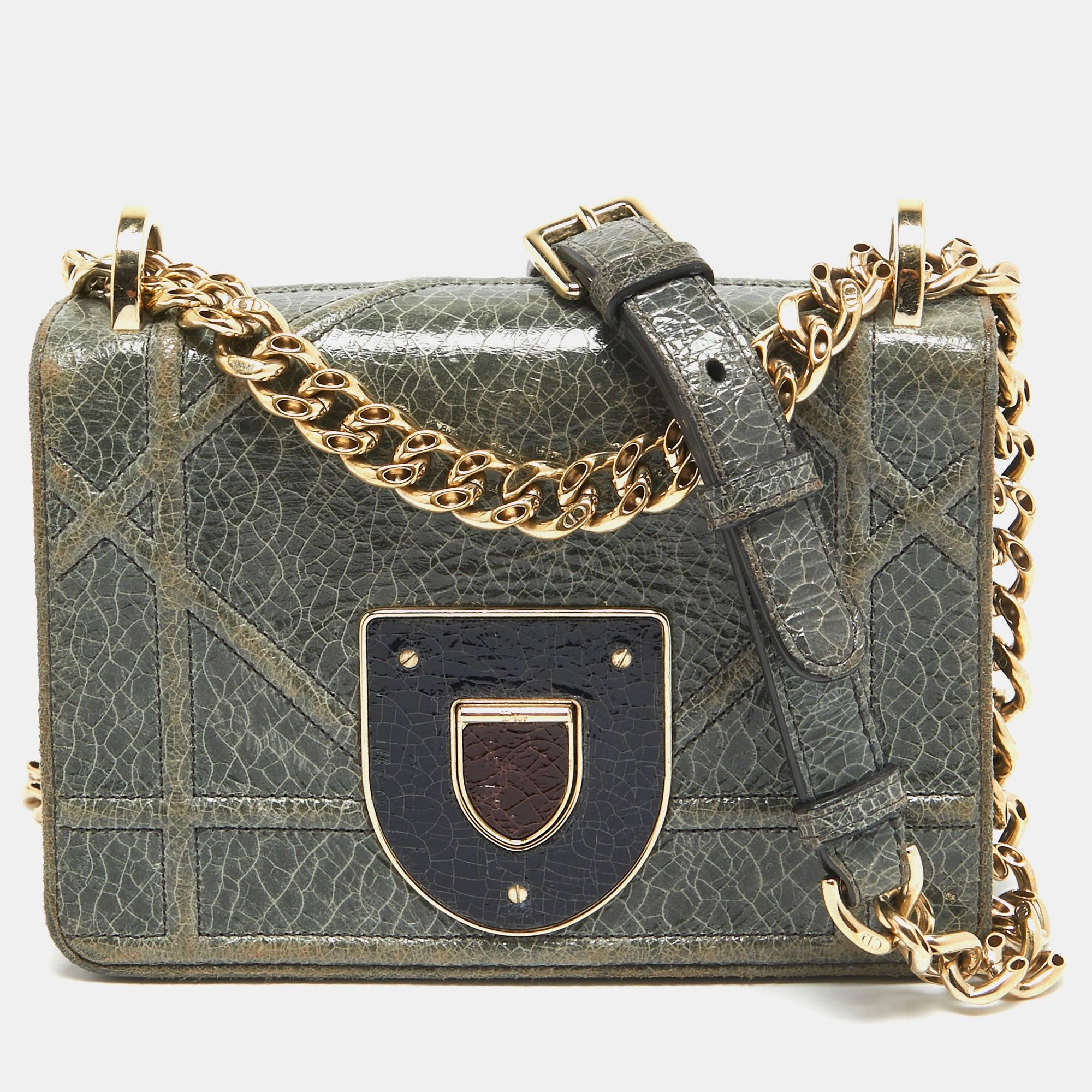 image of Dior Green Ceramic Effect Leather Ama Club Shoulder Bag, Women's