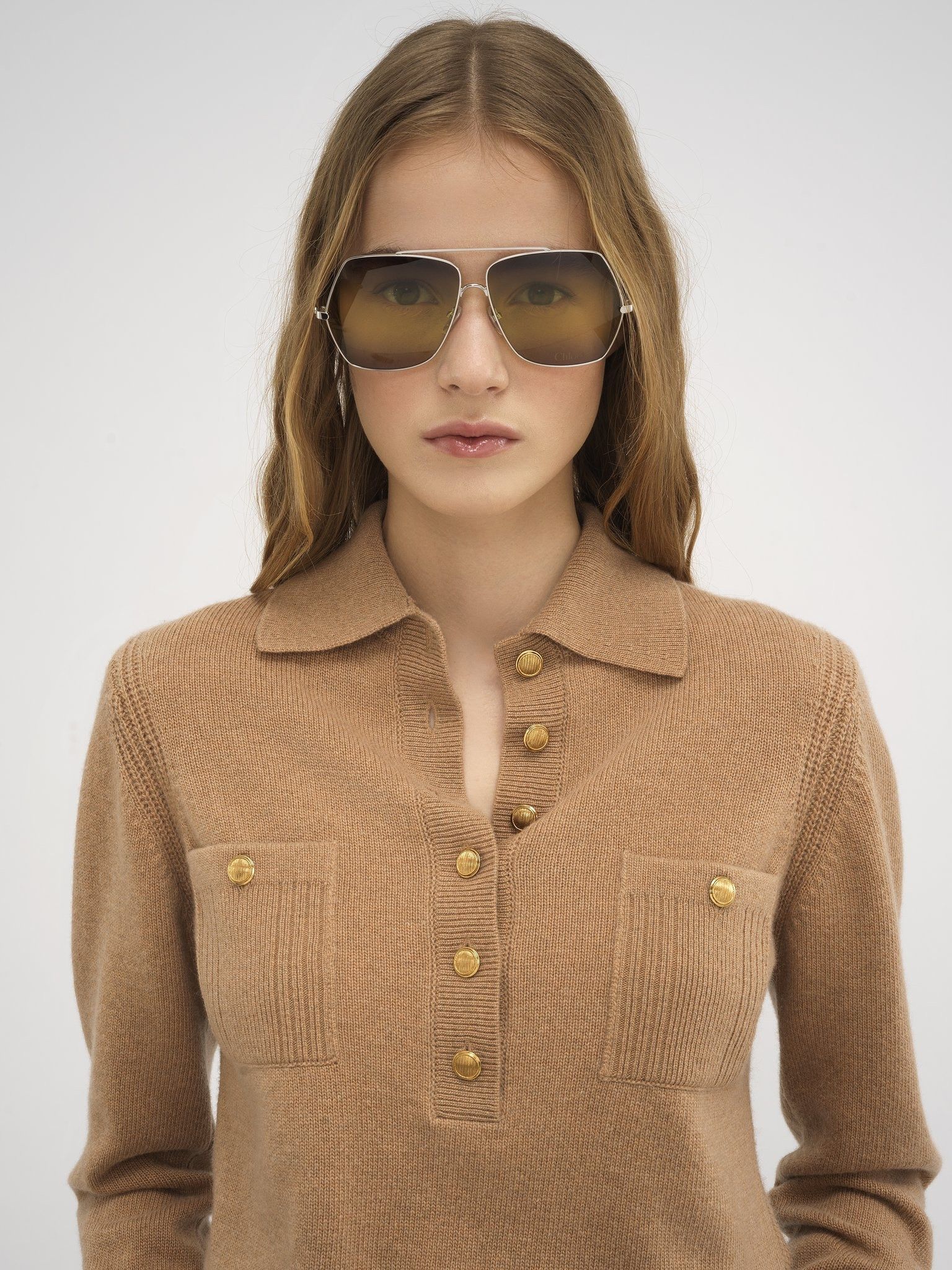 Chloe o1loc1c11025 Polo Sweater in Bleached Brown Size S / US 4 / IT 40 - 5 Thumbnail