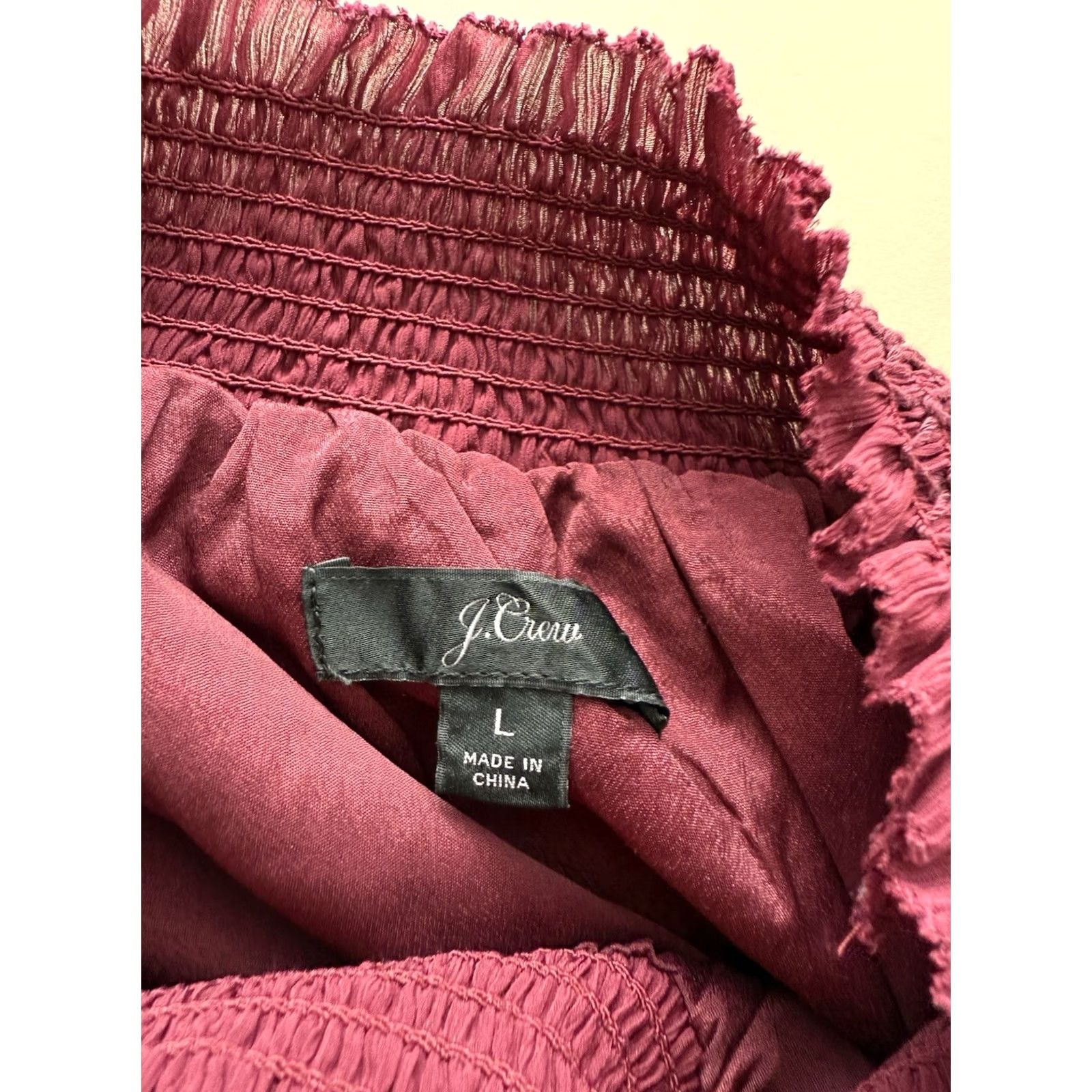 J.Crew J.CREW Top Womens L Burgundy Long Sleeve Mock Neck Ruffle Business Feminine Shirt Size L / US 10 / IT 46 - 3 Thumbnail