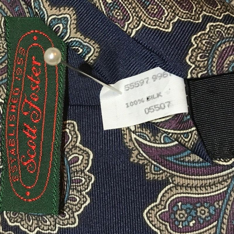 Other Scott Foster Blue Paisley Silk Classic Wide Men Necktie Size ONE SIZE - 5 Thumbnail