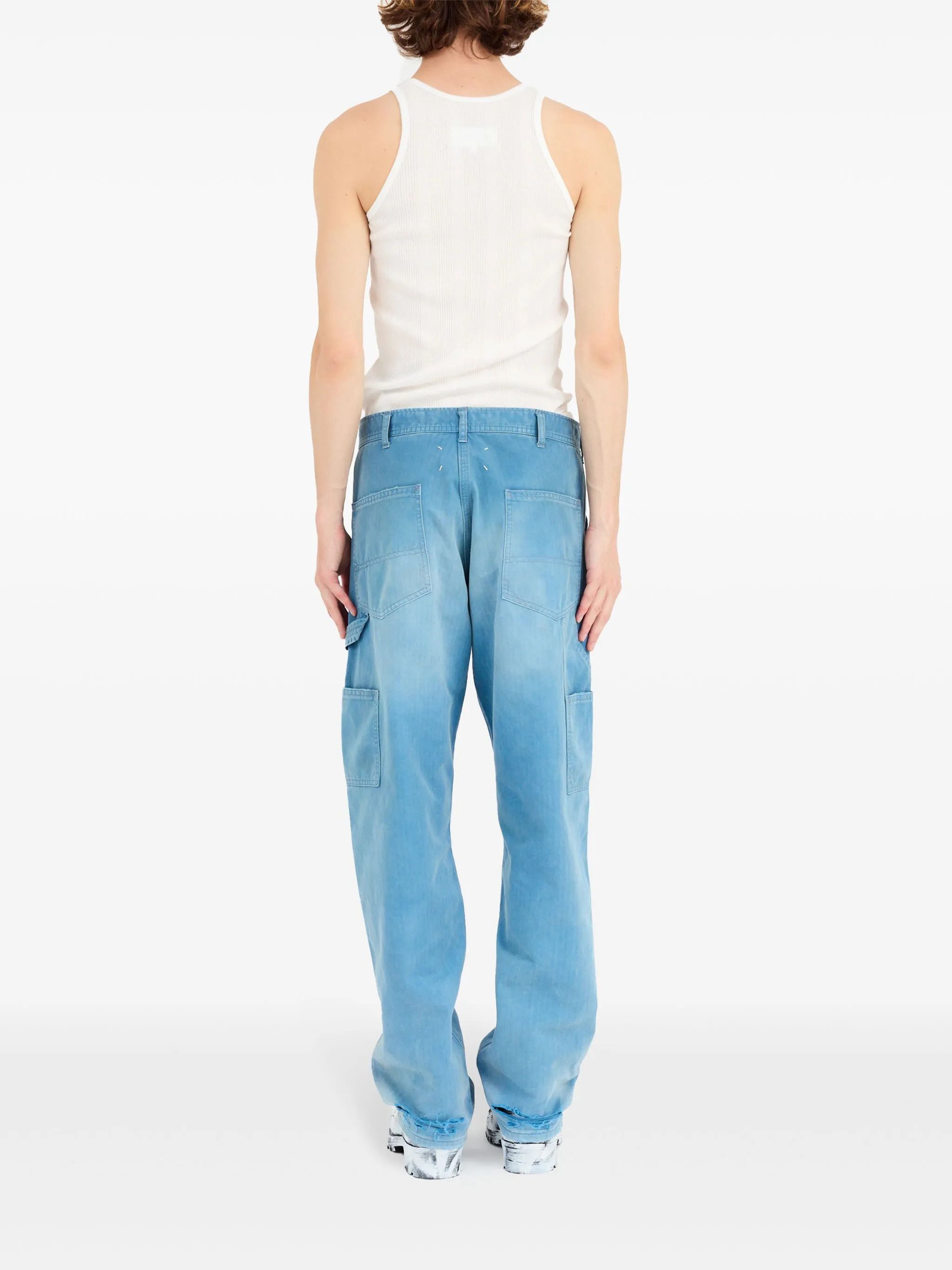 Maison Margiela o1w1db10226 Embroidered-Logo Drop-Crotch Wide-leg Jeans Size US 34 / EU 50 - 5 Thumbnail