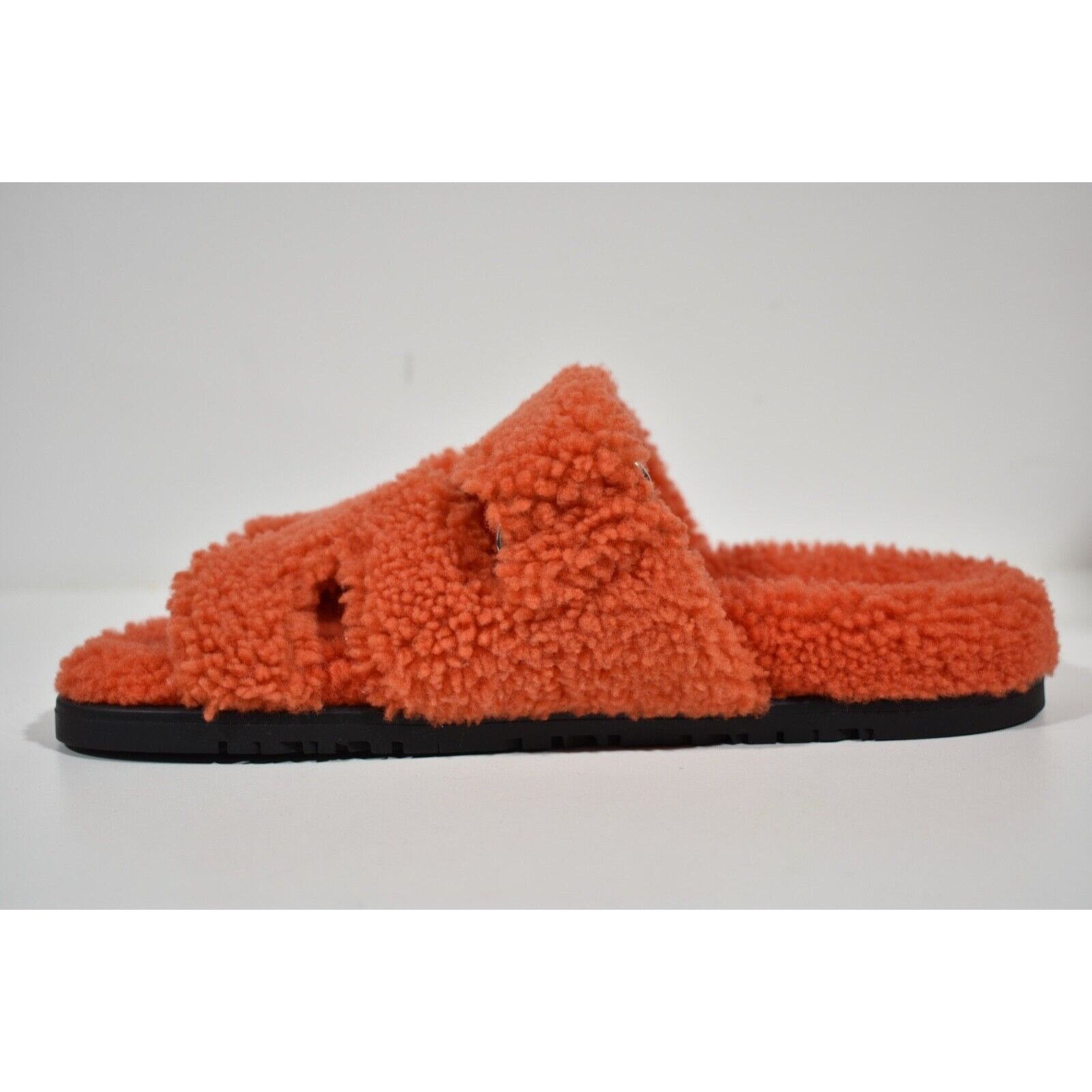 Hermes Hermes Chypre Sandal Teddy Shearling Fur Orange H Logo Size US 7.5 / IT 37.5 - 8 Thumbnail