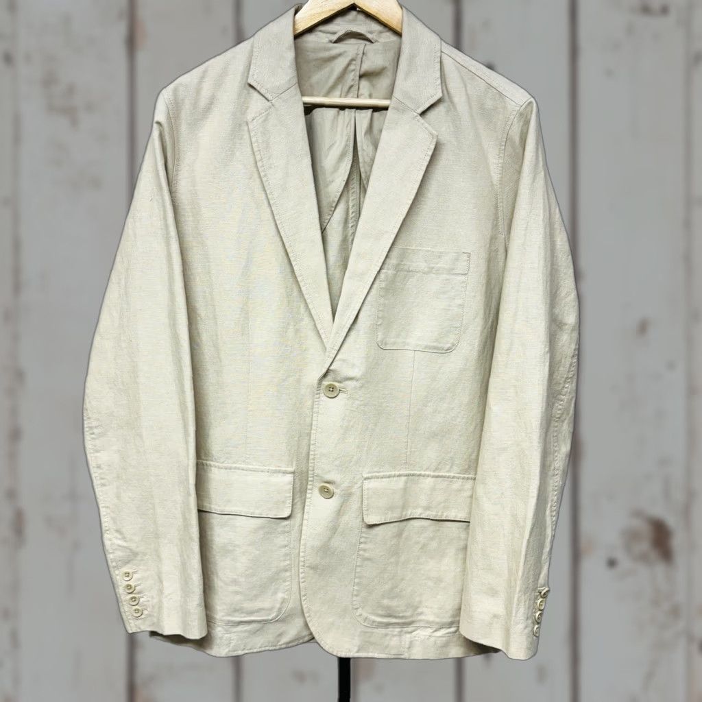 VINTAGE Gap Blazer Linen Cotton Unstructured Jacket Preppy Casual Cream y2k Medium