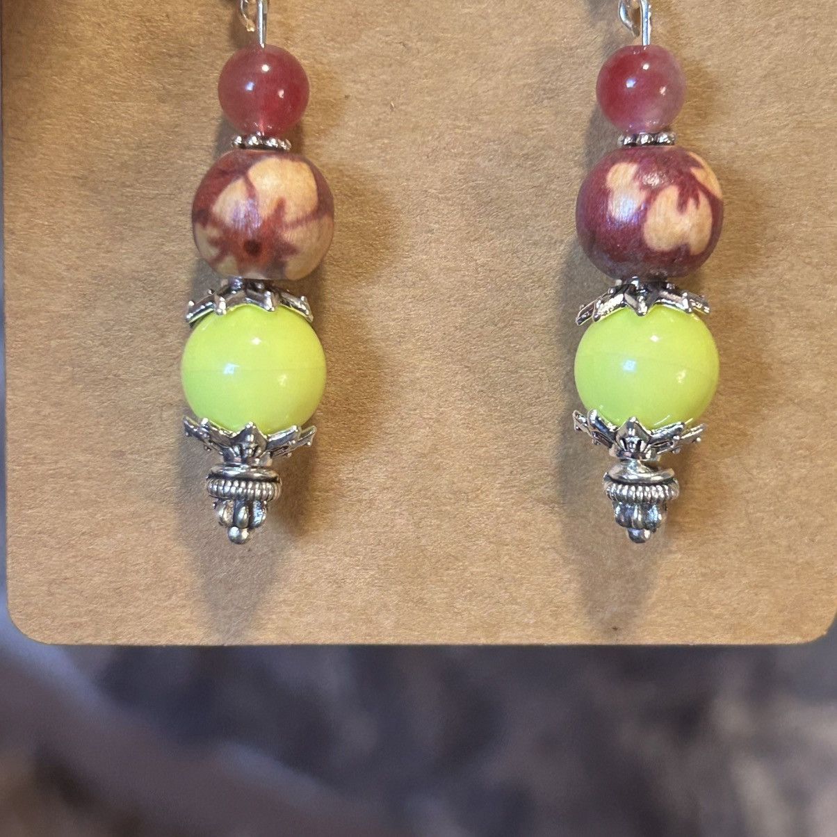 Handmade Handcrafted vintage Hawaiian bead elbaite stone earrings Size ONE SIZE - 3 Thumbnail