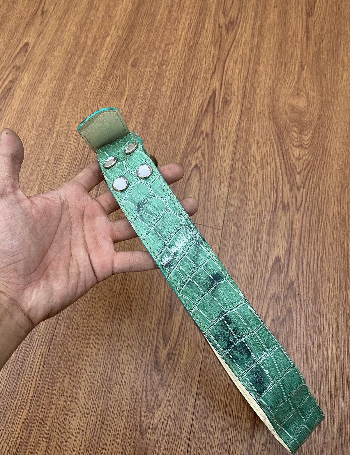 If Six Was Nine × Japanese Brand × Le Grande Bleu (L.G.B.) Green crystal croco belt Size ONE SIZE - 3 Thumbnail
