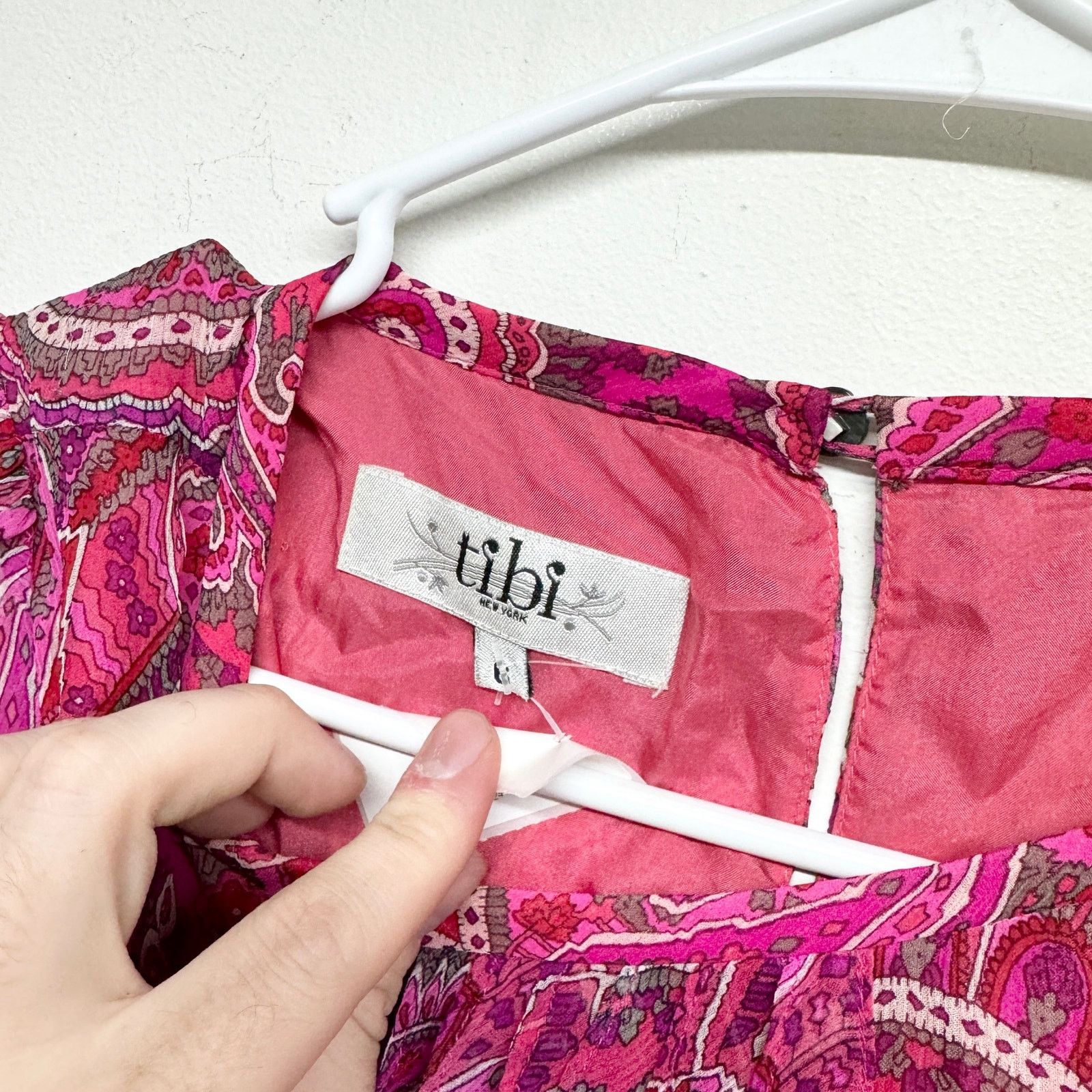 Tibi TIBI Women Pink Abstract Long Sleeve Cruved Neckline Mini 6 Size M / US 6-8 / IT 42-44 - 2 Thumbnail