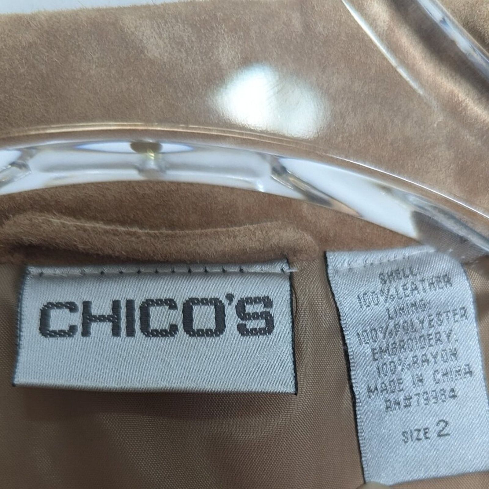 Chicos Chico's Vintage Tan Suede Long Sleeve Open Front Jacket Size L / US 10 / IT 46 - 3 Thumbnail