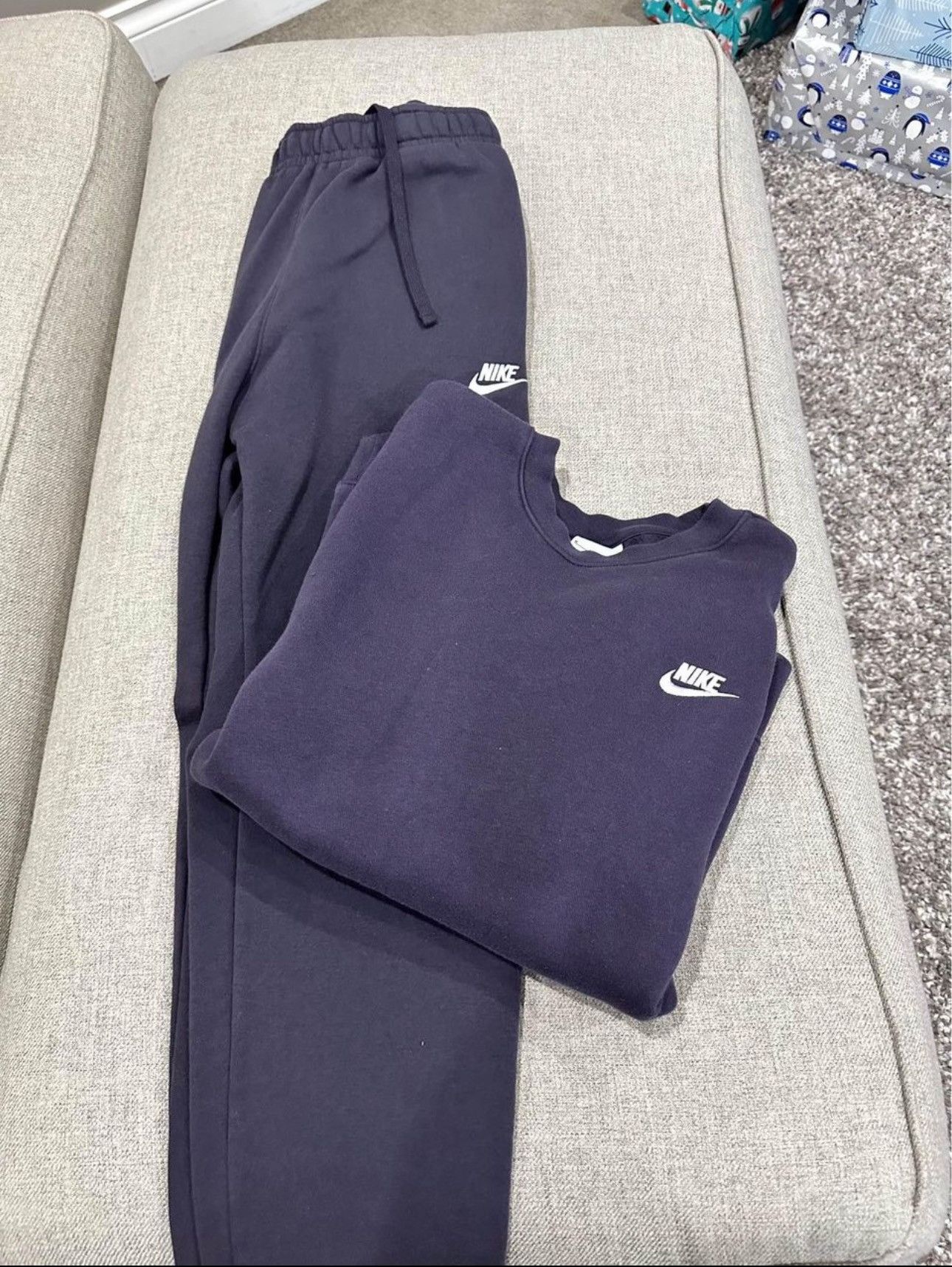 image of Nike Sportswear Club Tech Fleece Crew Tracksuit in Purple, Men's (Size Medium)