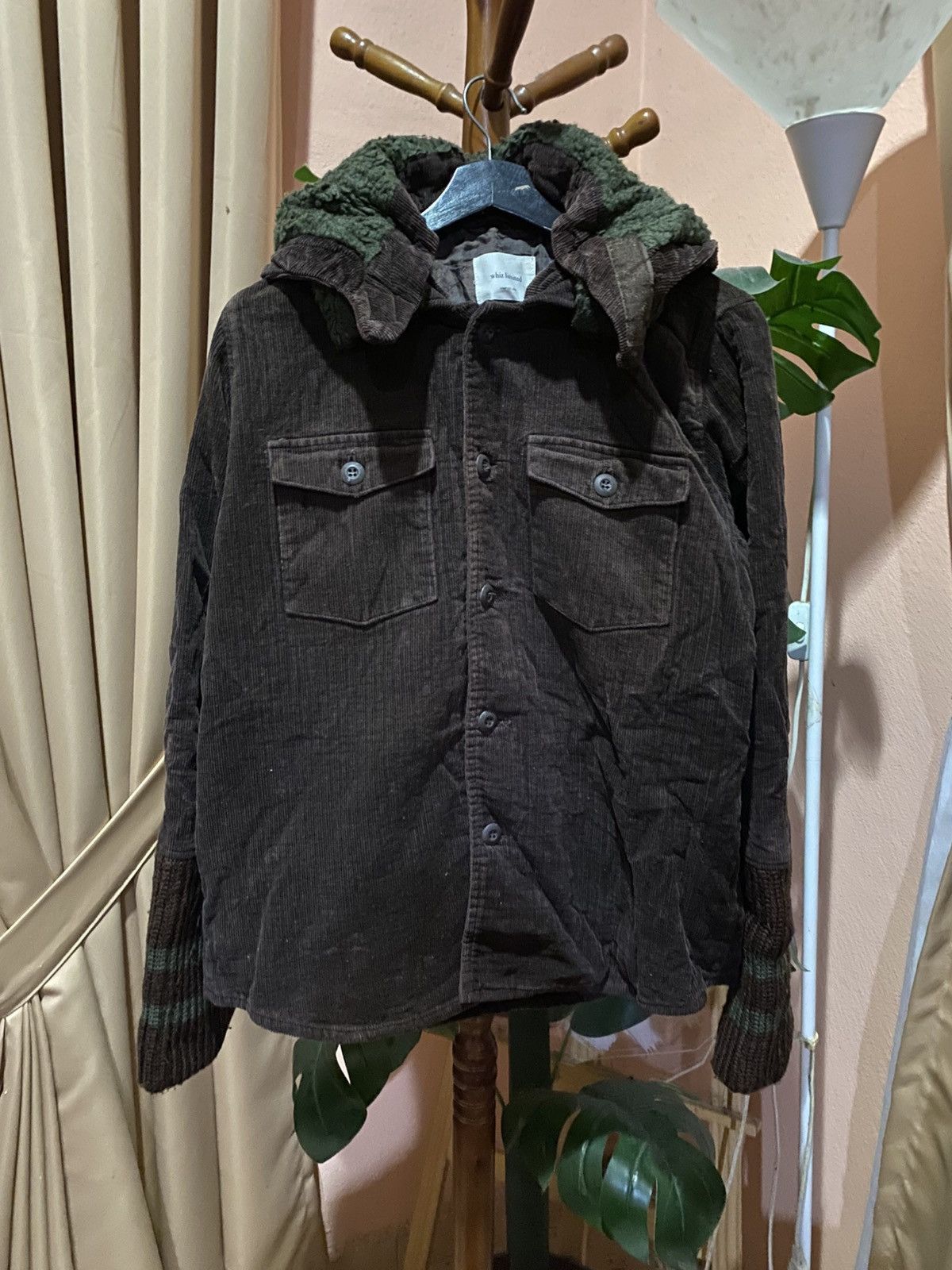 WHIZ LIMITED Brown Corduroy Hooded Jacket with Knit Cuffs & Sherpa Lining Size US M / EU 48-50 / 2 - 4 Thumbnail