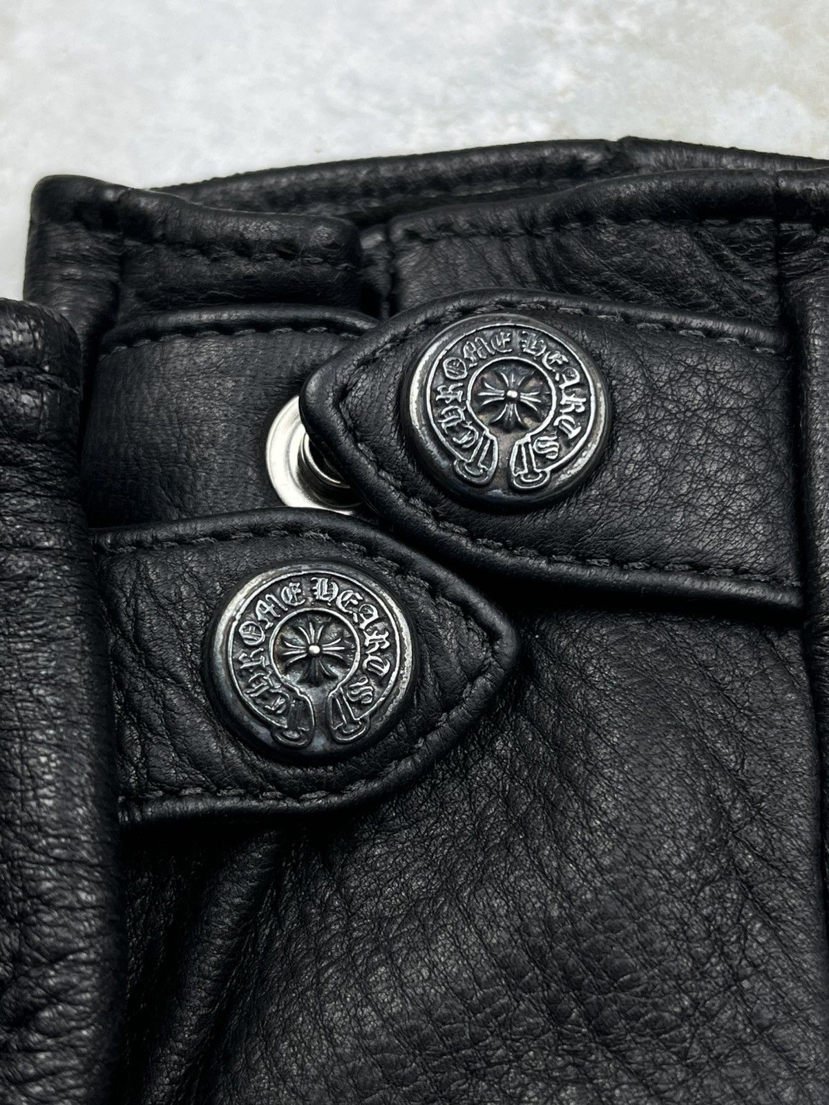 Chrome Hearts Chrome Hearts Silver Horseshoe Snap Leather Gloves Black Size ONE SIZE - 5 Thumbnail