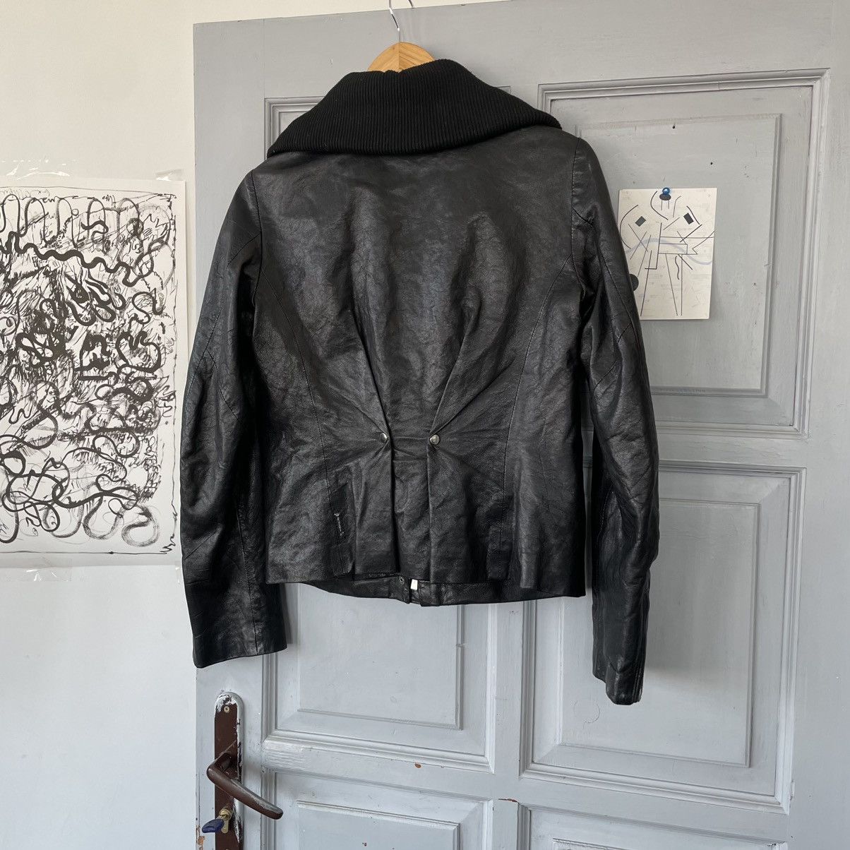 Armani × Vintage Vintage Armani Jeans 00’s Avantgarde Leather Jacket Size S / US 4 / IT 40 - 7 Thumbnail