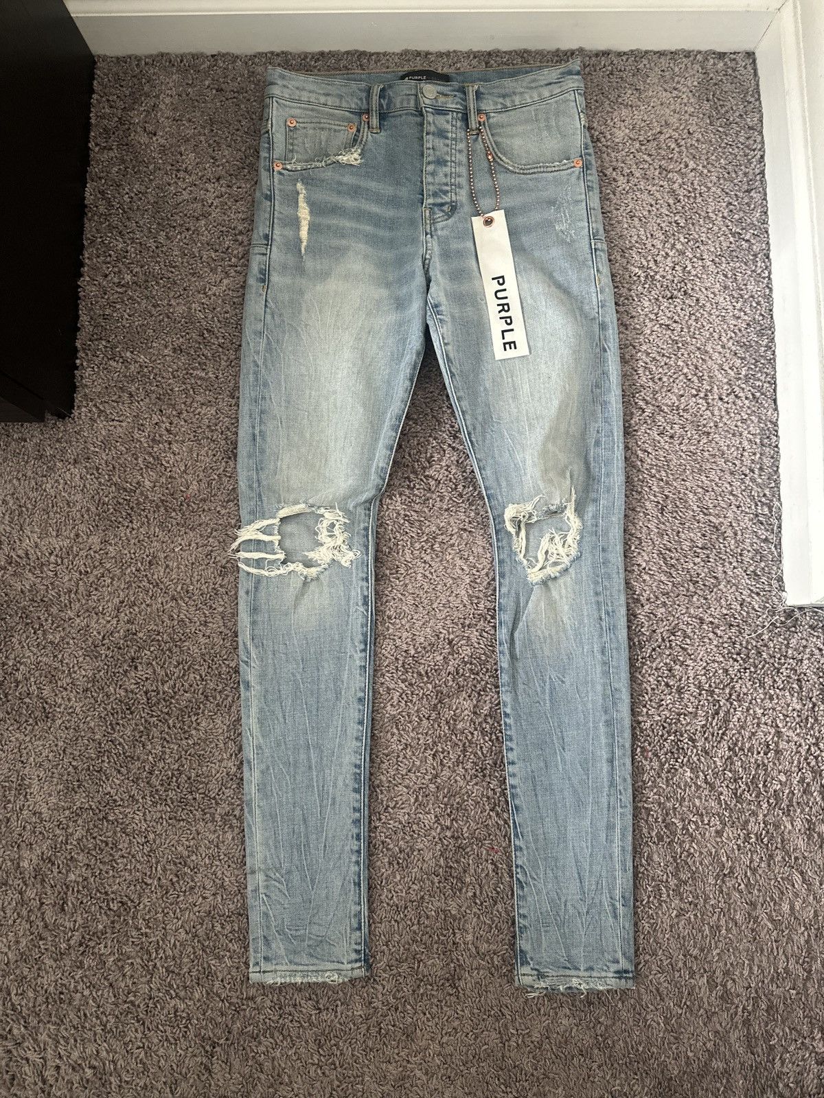 Purple Brand P002 Light Indigo Blowout Size US 28 / EU 44 - 1 Thumbnail