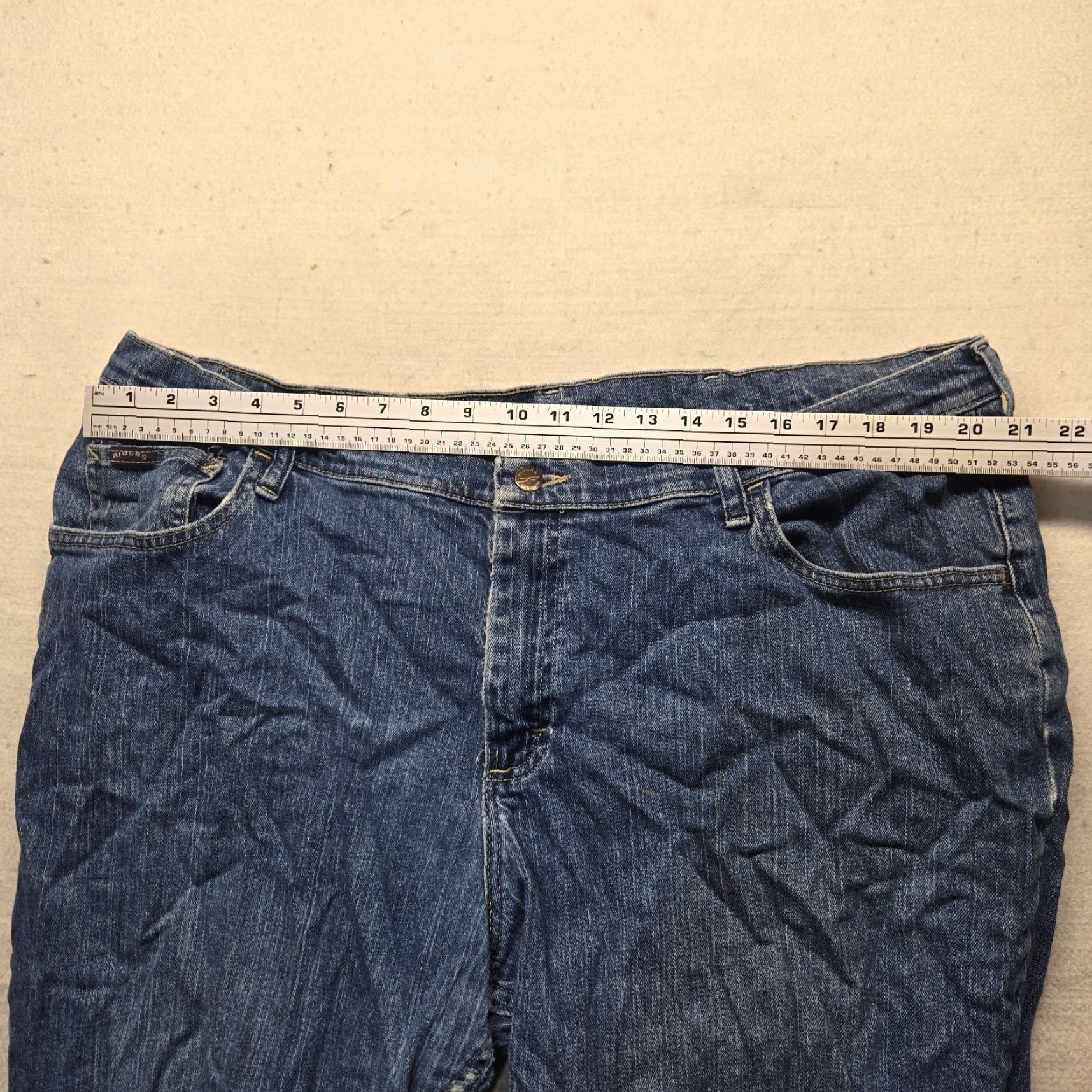 Denime RIDERS DENIM Jeans Blue Denim Pants 24W Plus Women Stretch Straight High Rise 9 in Belt Loops 5-Pocket Modern Vintage No Size 42" / US 20 - 5 Thumbnail