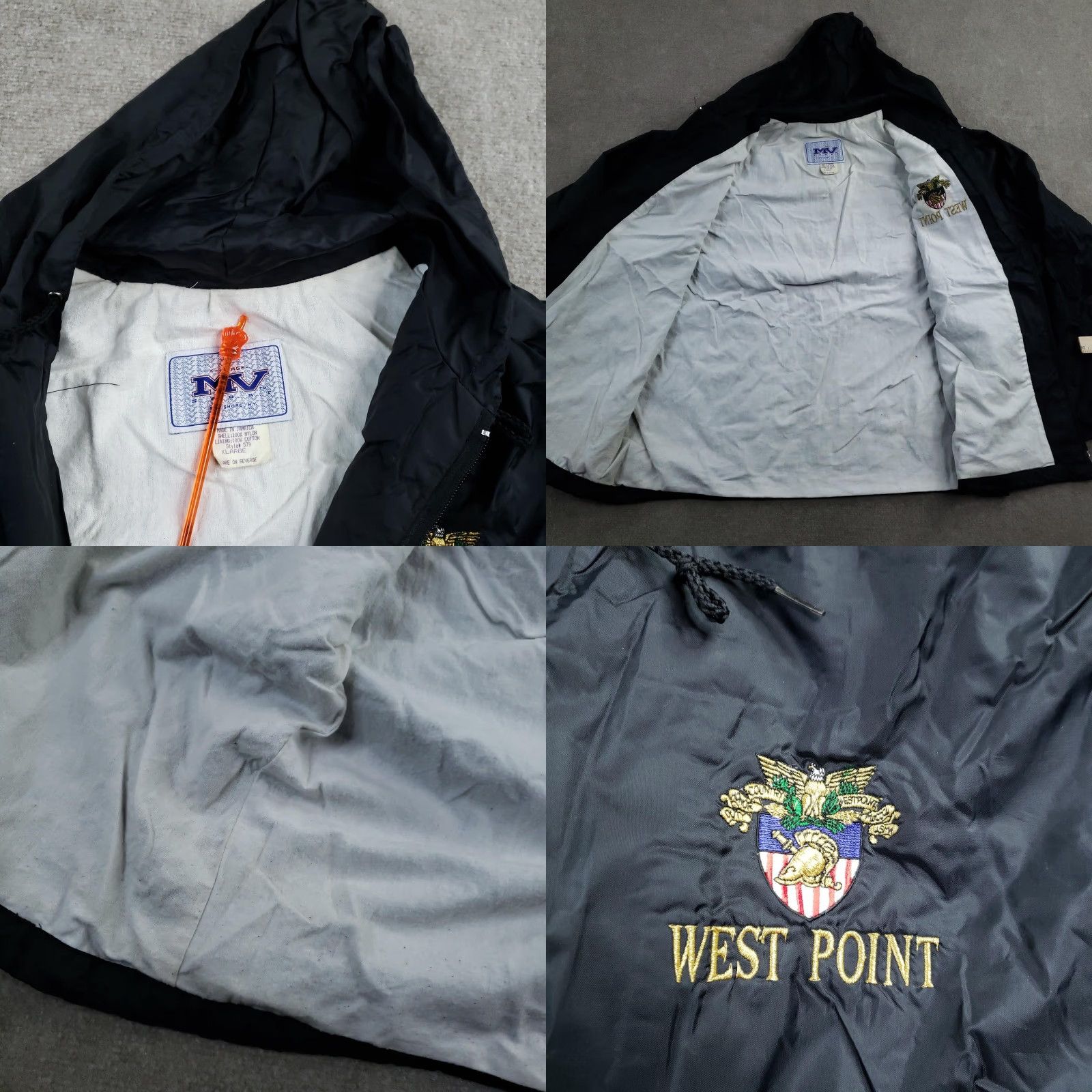 Vintage VINTAGE MV Sport Jacket Mens XL Black Windbreaker Hooded Lined Pockets West Point Size US XL / EU 56 / 4 - 8 Thumbnail