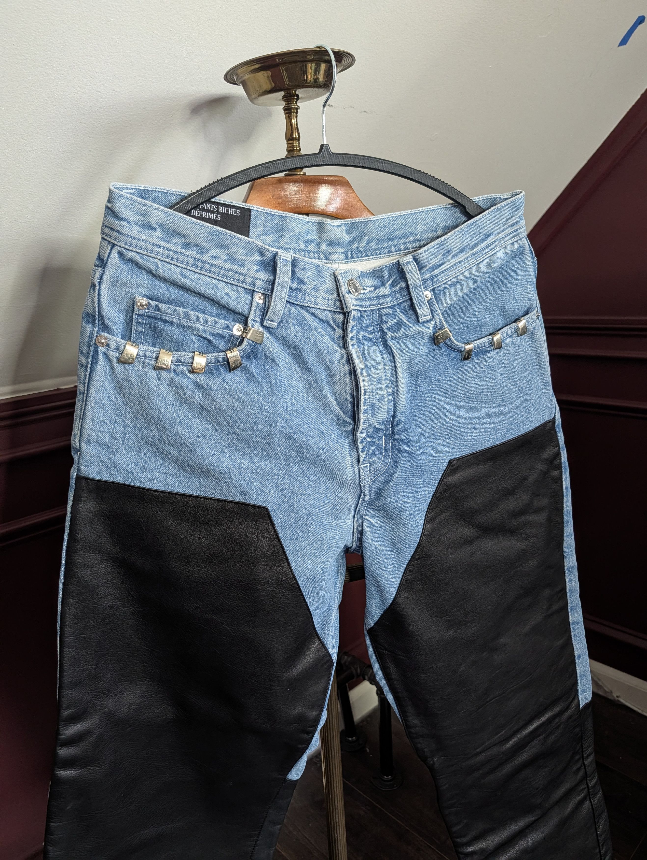 Enfants Riches Deprimes GRAIL Leather double knee jeans with lighter tip details Size US 30 / EU 46 - 2 Thumbnail